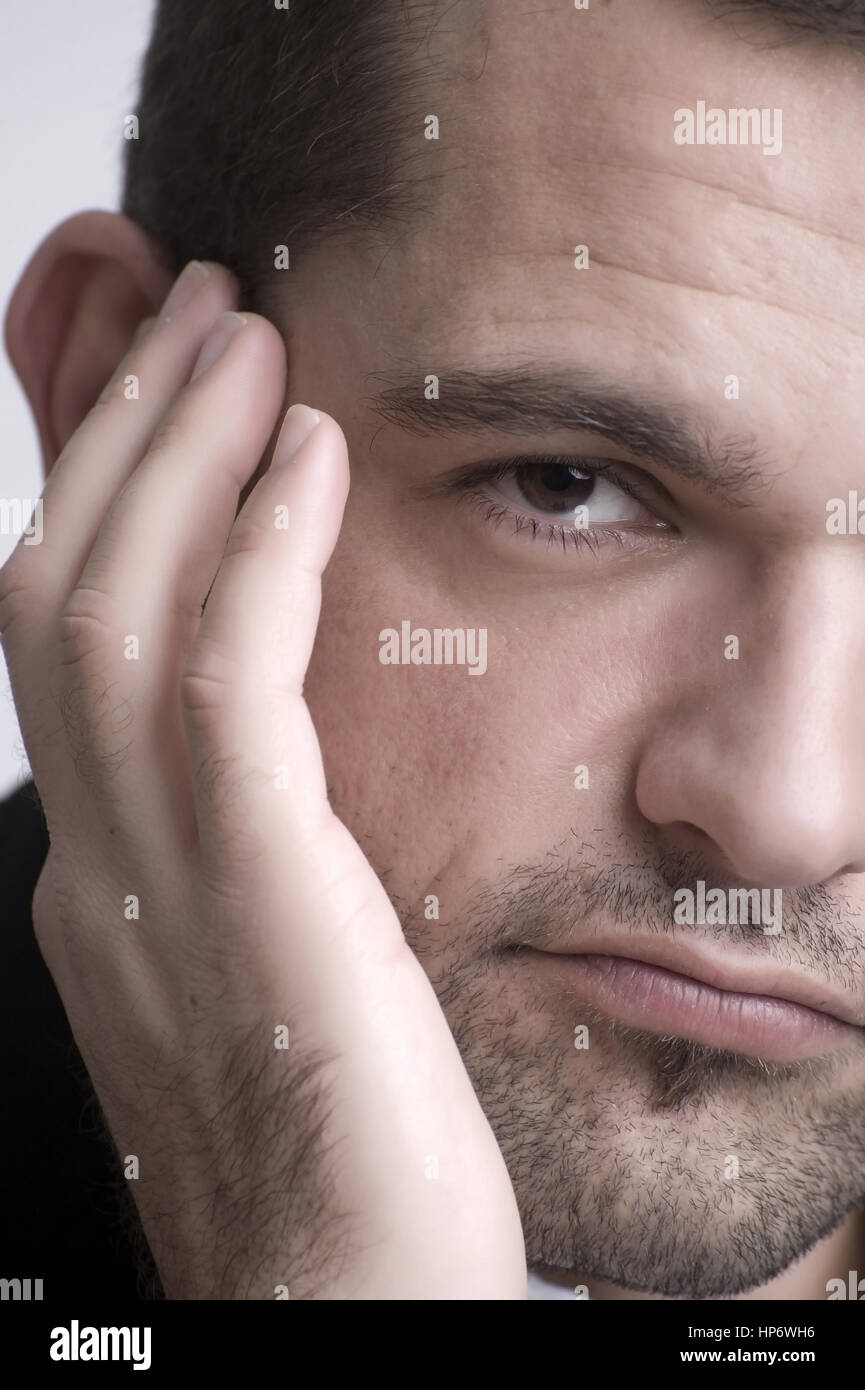 Model released , Maennergesicht, 30+ - mans face Stock Photo