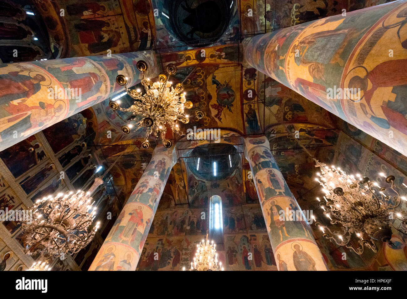 Interior of Annunciation Cathedral, Kremlin, Moscow, Russian Federation Stock Photo