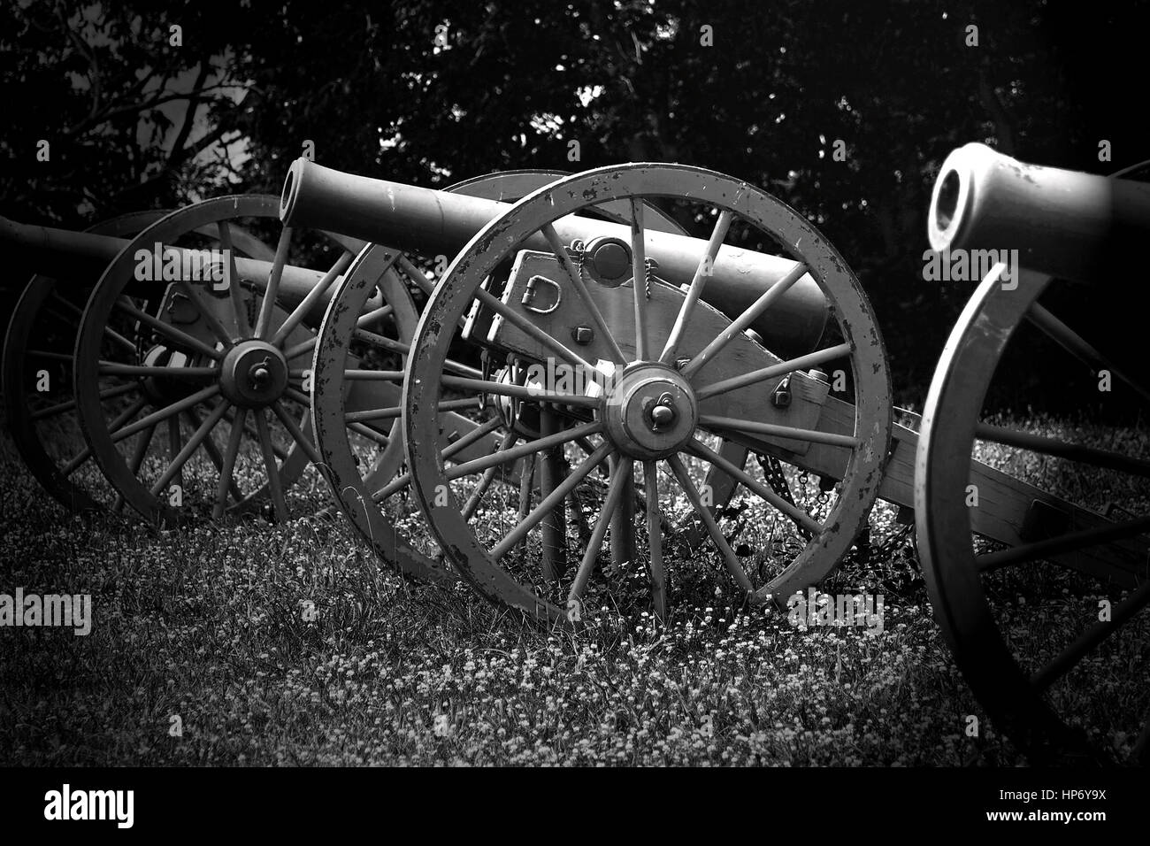 Travel back into time to the American Civil War as you stare down these canons. History at a glance in which one can only wonder what life was like. Stock Photo