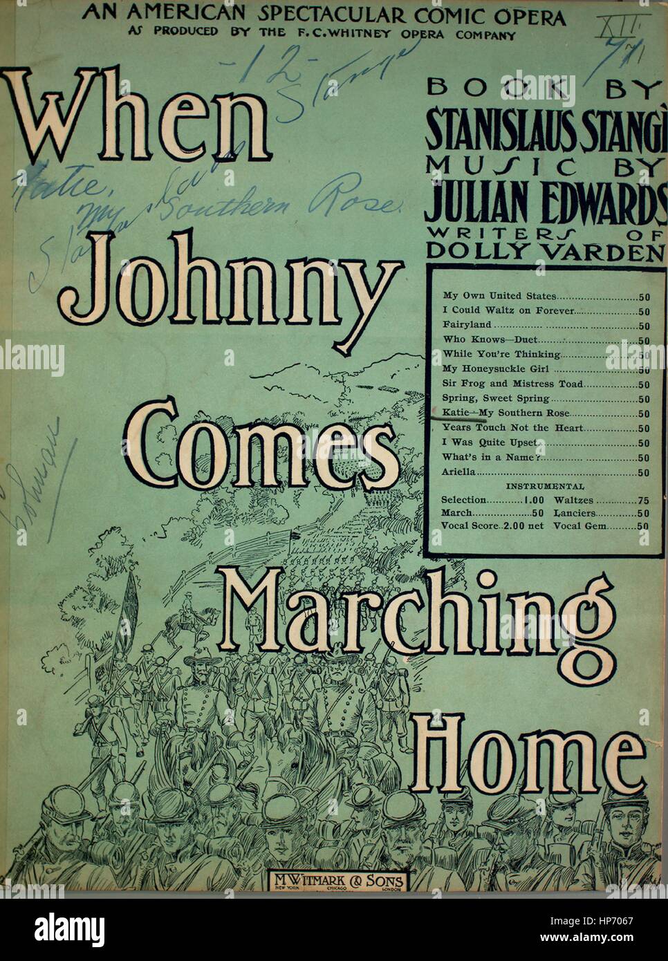 Sheet music cover image of the song 'Katie--My Southern Rose', with ...
