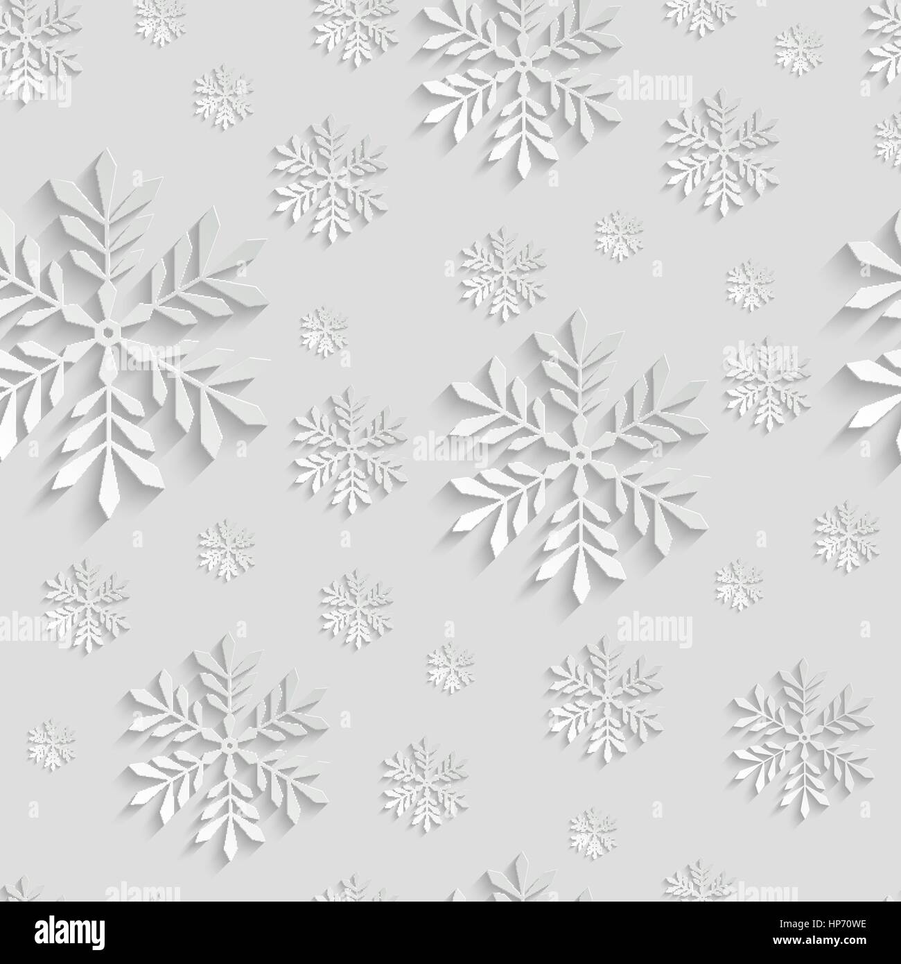 Abstract 3d Christmas Background with Snowflakes. Vector Seamless Pattern Template for Christmas and Invitation Cards Stock Vector