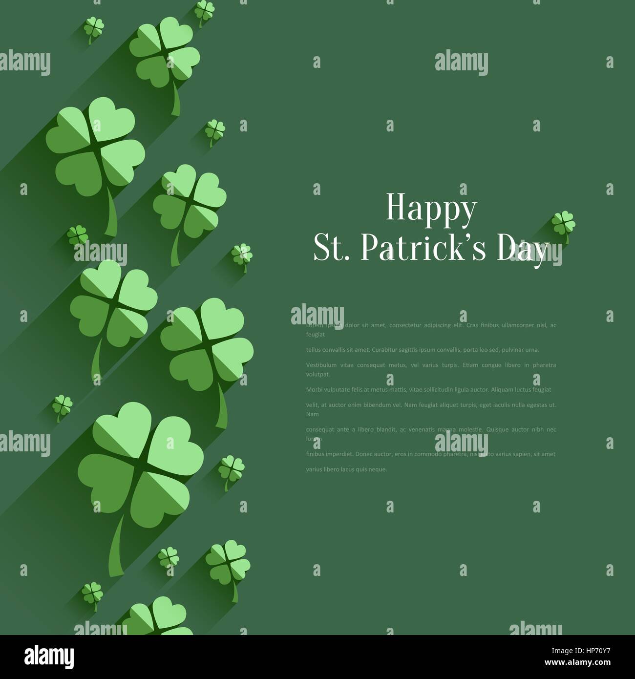 Happy St. Patricks Day - greeting card in flat style, modern design element Stock Vector