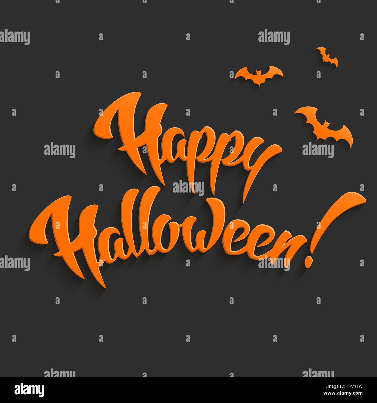 Happy Halloween Vector Background with Hand Lettering 3D Text Stock Vector