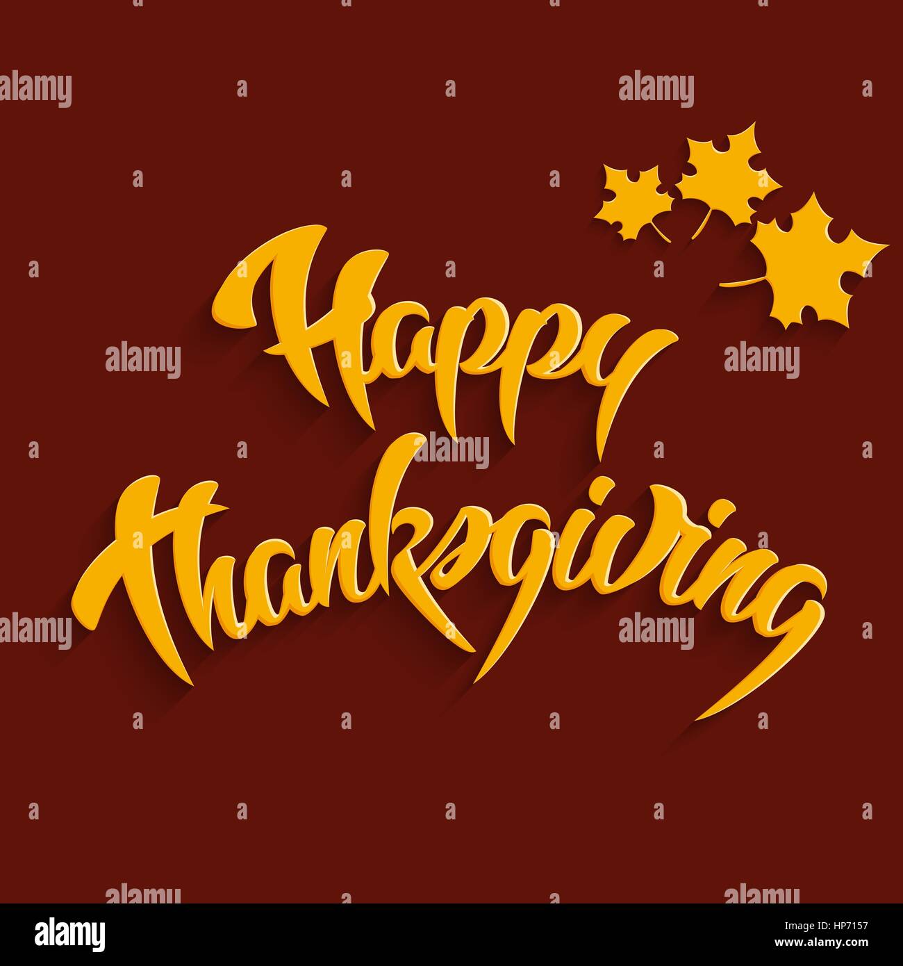 Happy Thanksgiving Day - greeting card with maple leaves, 3d lettering ...