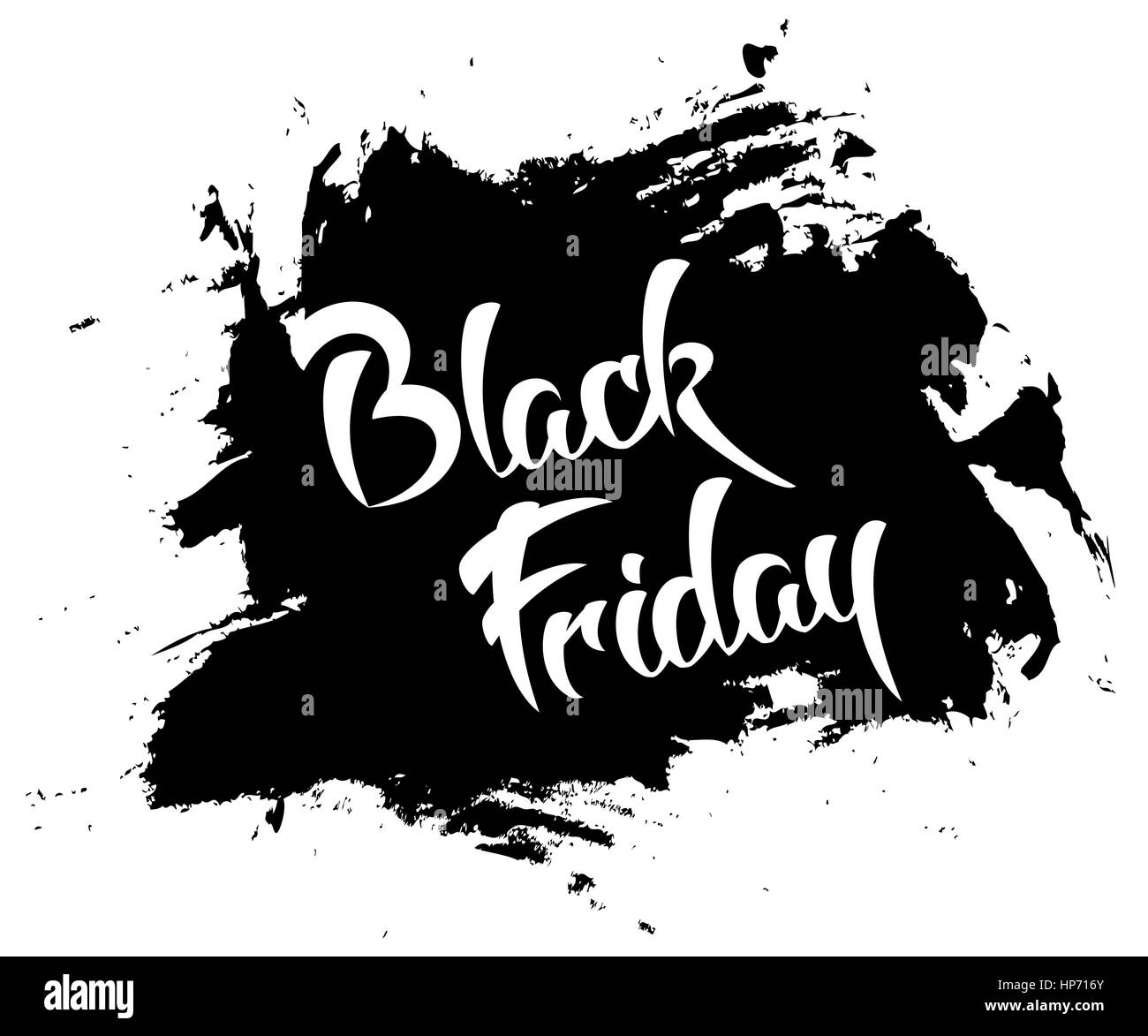 Black friday - handmade lettering on black grunge spot background, vector illustration, design template Stock Vector