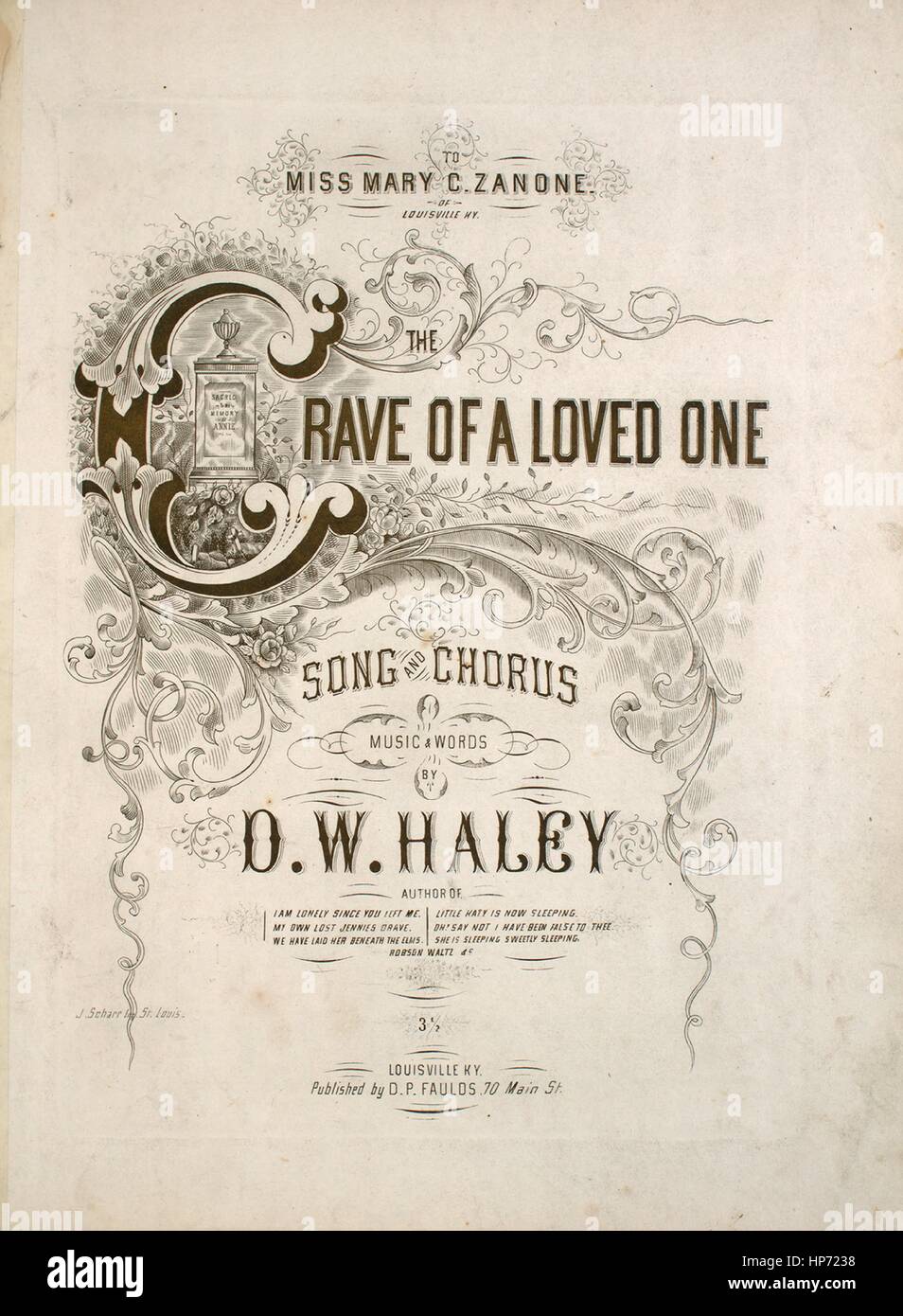 Sheet Music Cover Image Of The Song The Grave Of A Loved One Song And Chorus With Original Authorship Notes Reading Music And Words By Dw Haley 1866 The Publisher Is Listed