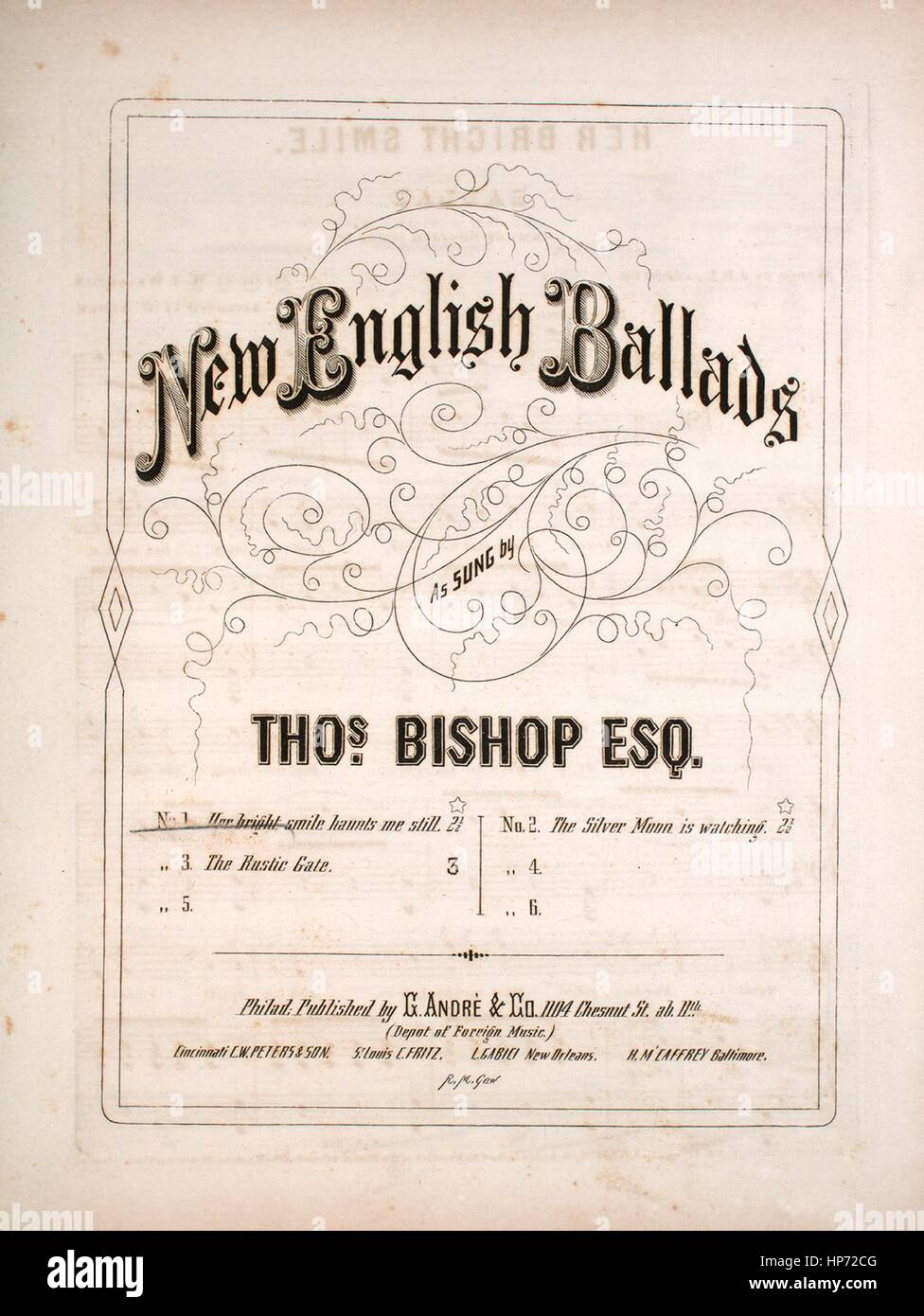 Sheet Music Cover Image Of The Song New English Ballads No 1 Her Bright Smile Haunts Me Still With Original Authorship Notes Reading Words By Je Carpenter Music By Wt Wrighton Arranged