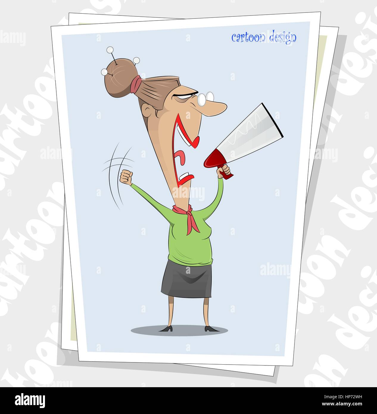 Ugly and angry looking senior cartoon Stock Vector