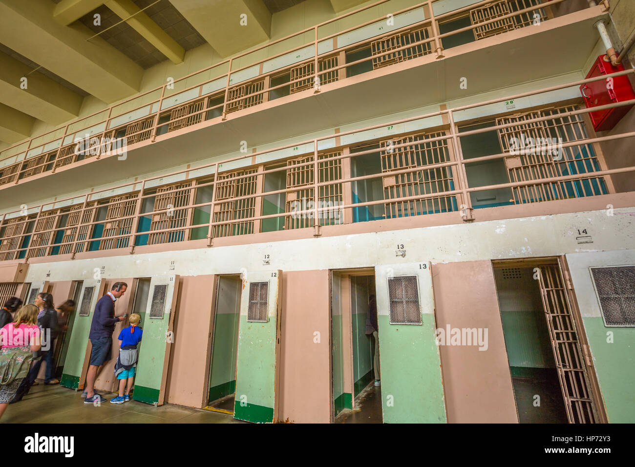 San Francisco, California, United States - August 14, 2016: Alcatraz special cells for solitary confinement, The Hole , punishment for inmates serving Stock Photo