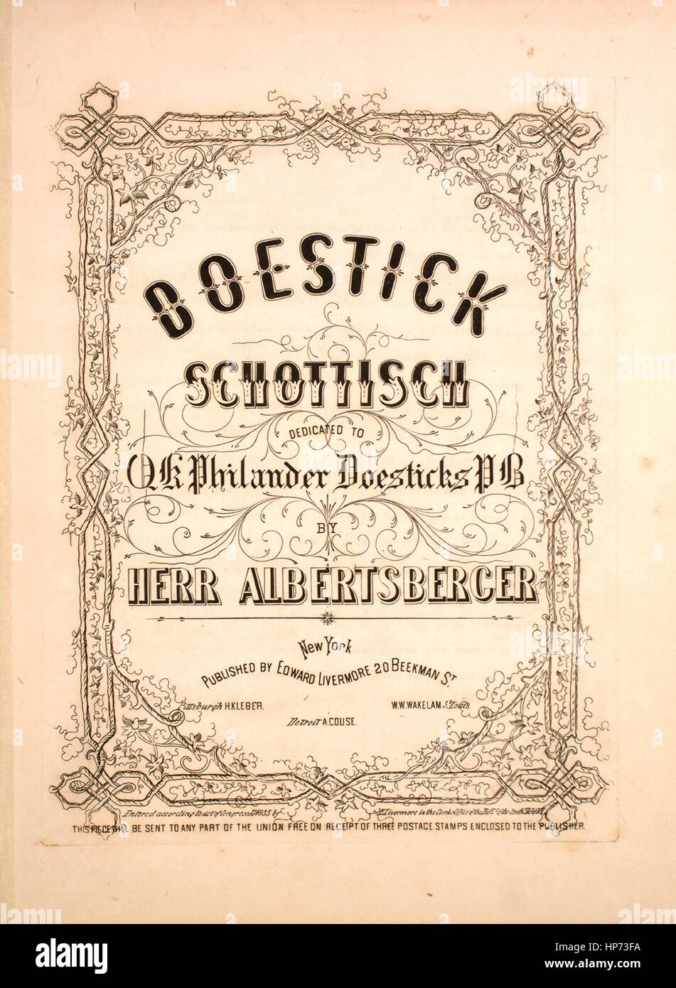 Sheet Music Cover Image Of The Song Doestick Schottisch With 