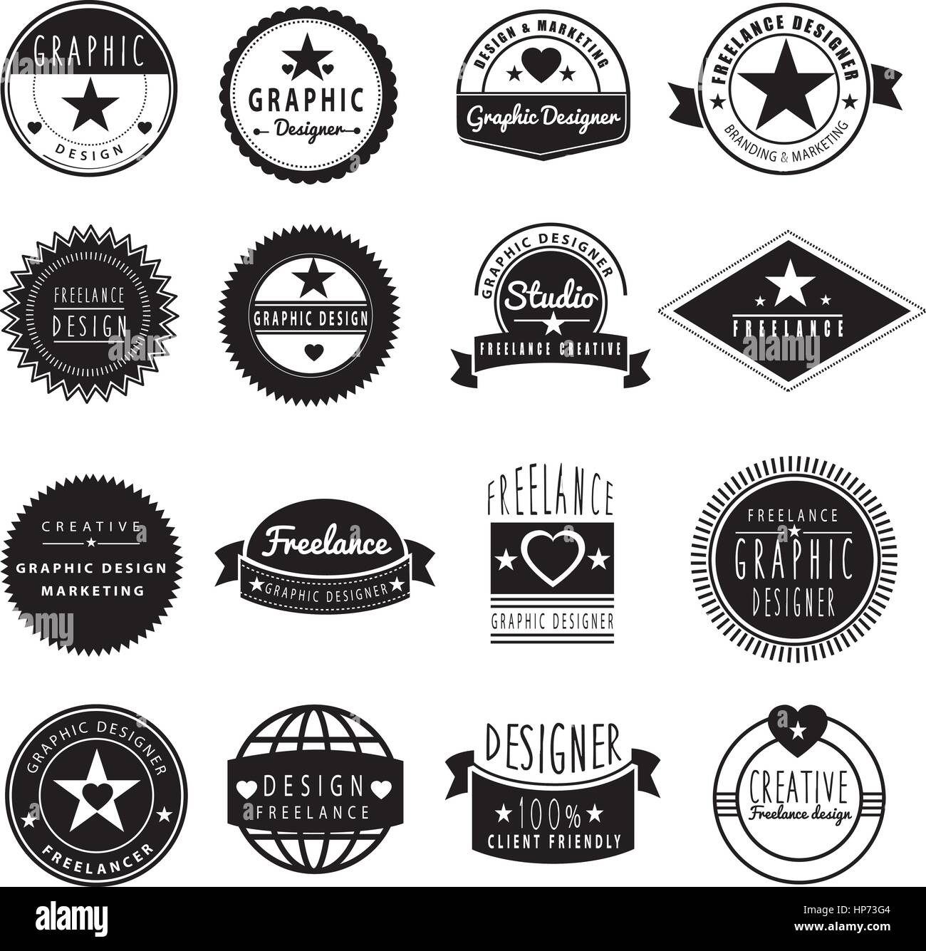 set of branding logos for freelance designer or graphic design studio Stock Vector