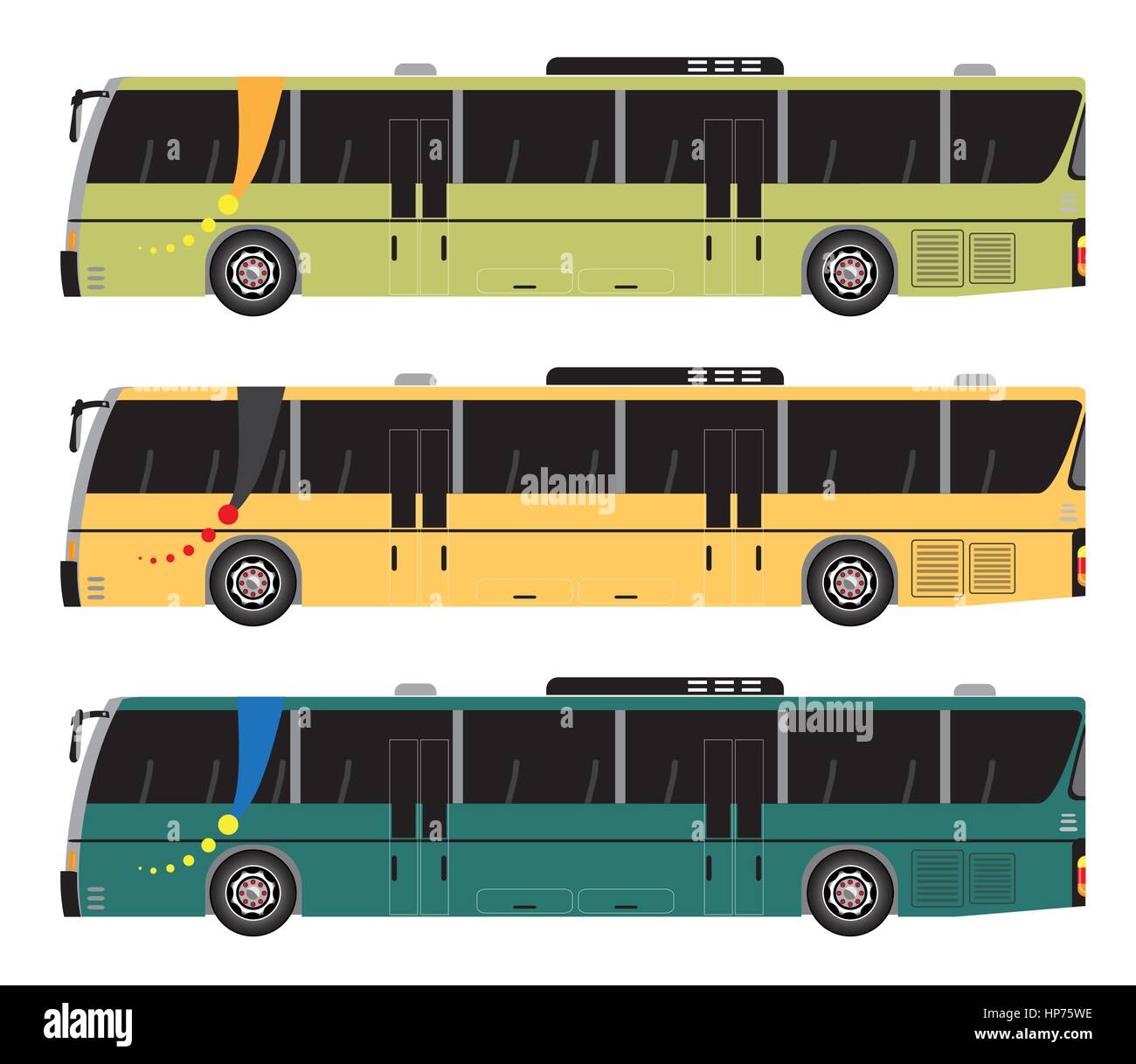 Set of City Bus vector isolated on white background Stock Vector Image ...