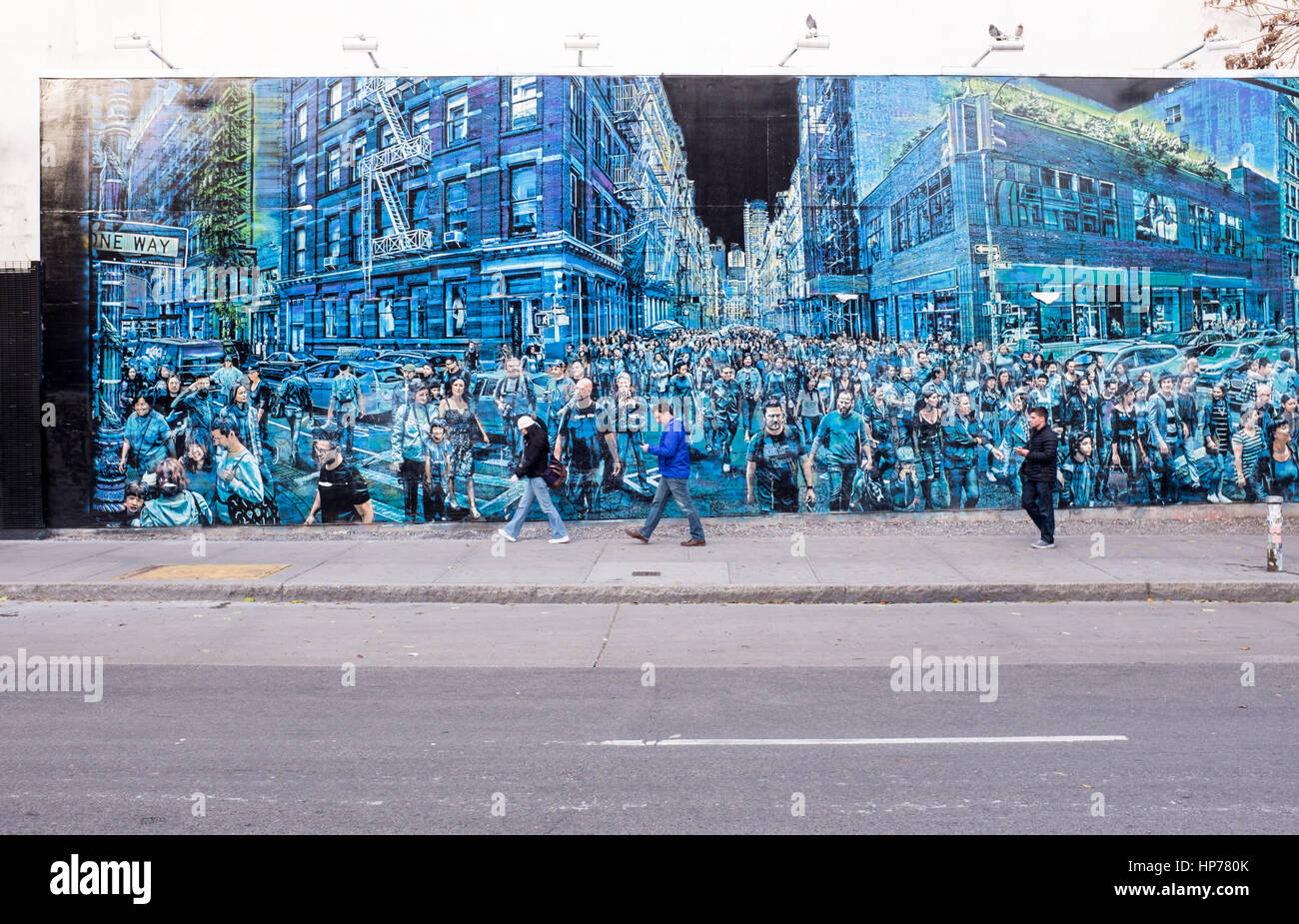 Logan Hick's 'Story Of My Life' Bowery mural at corner of East Houston Street and Bowery, Manhattan, New York, USA Stock Photo