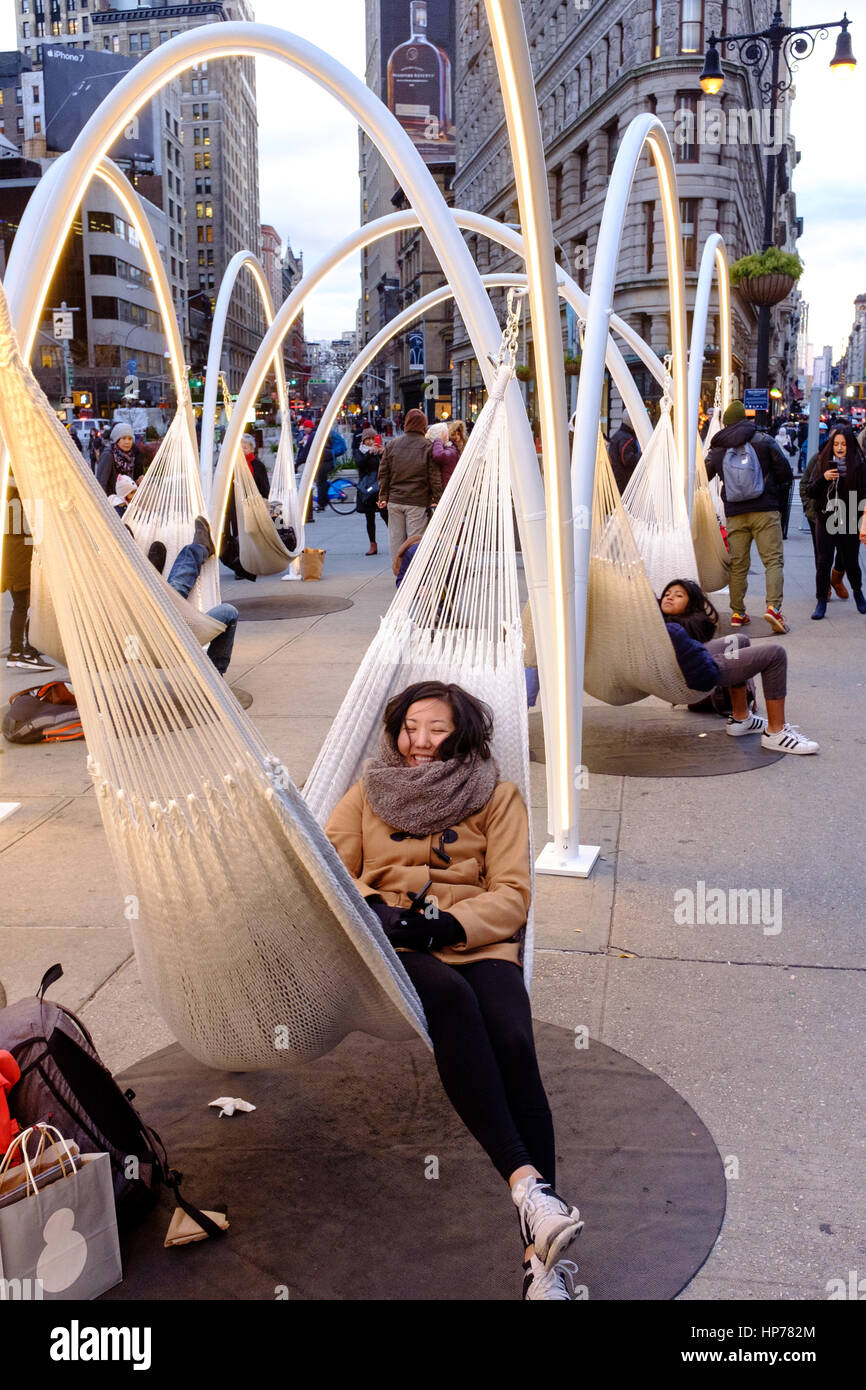 The Flatiron Skyline, six hammocks suspended from ten steel arches