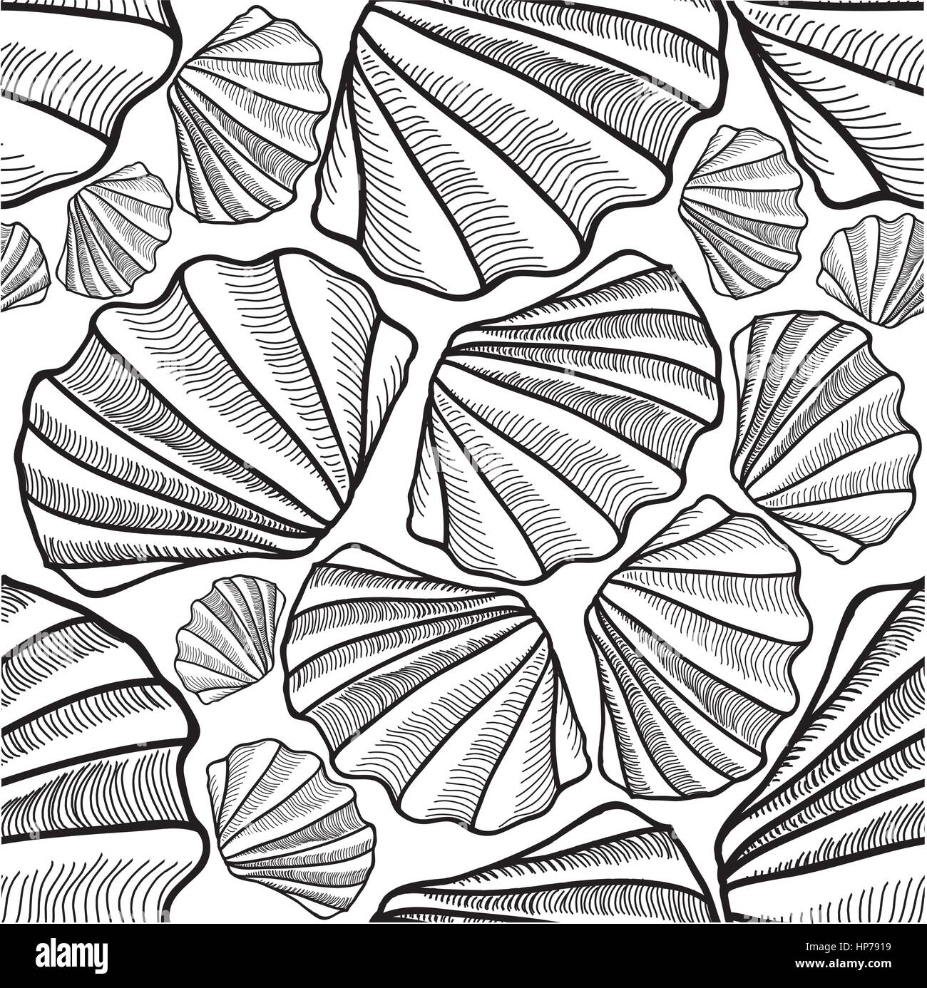 Seashell seamless pattern. Summer holiday marine background. Underwater ...