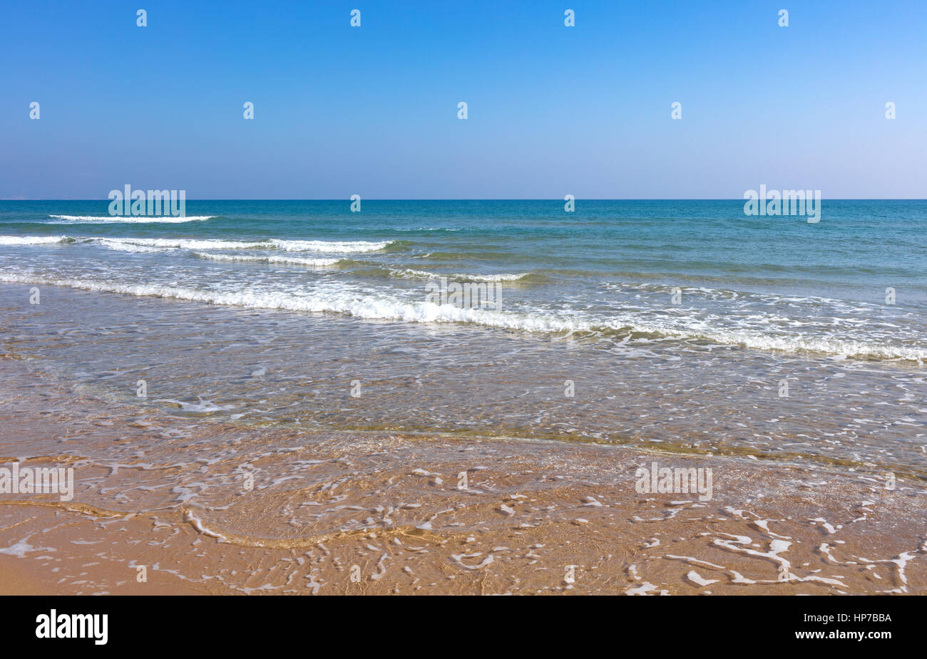 Mediterranean coast just to go for a walk listening the waves and feeling the sun Stock Photo