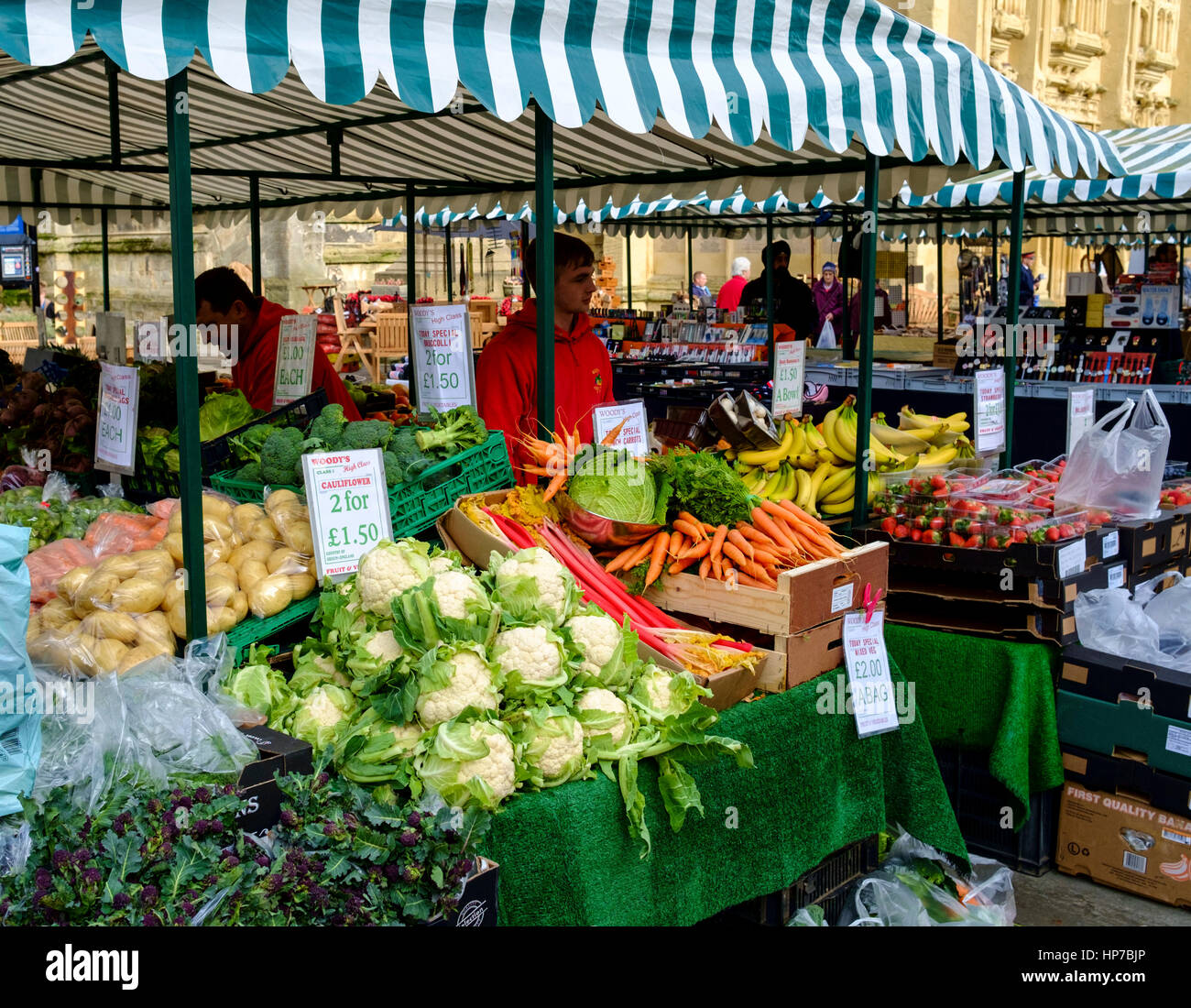 Cirencester Market Stall with vegetables Stock Photo