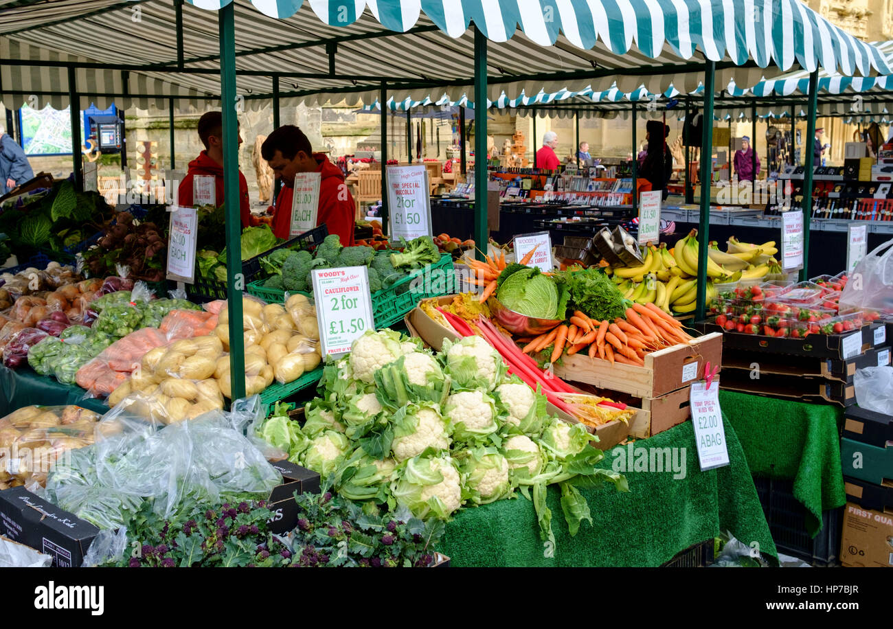 Cirencester Market Stall with vegetables Stock Photo