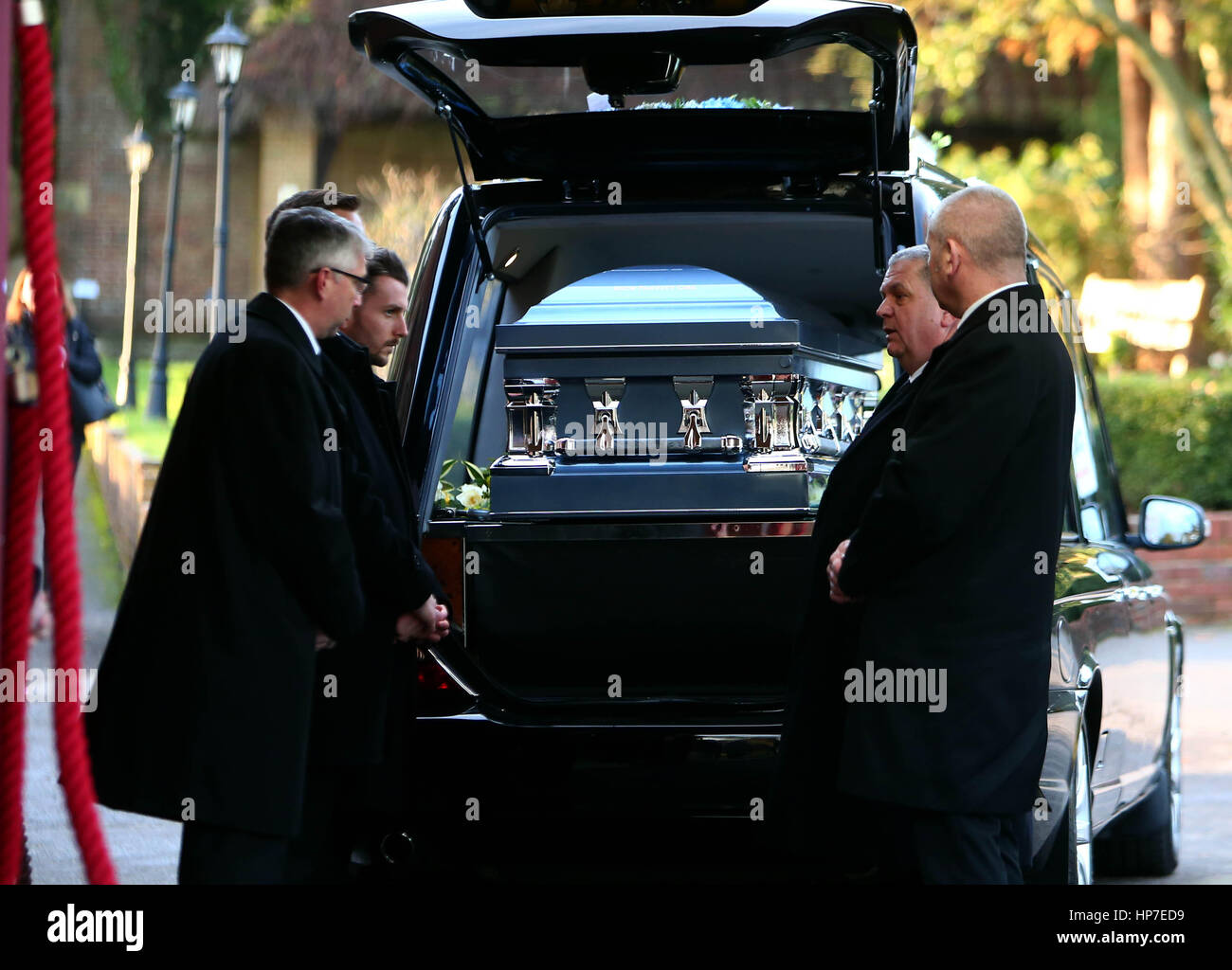 The funeral of Status Quo guitarist Rick Parfitt at Woking Crematorium