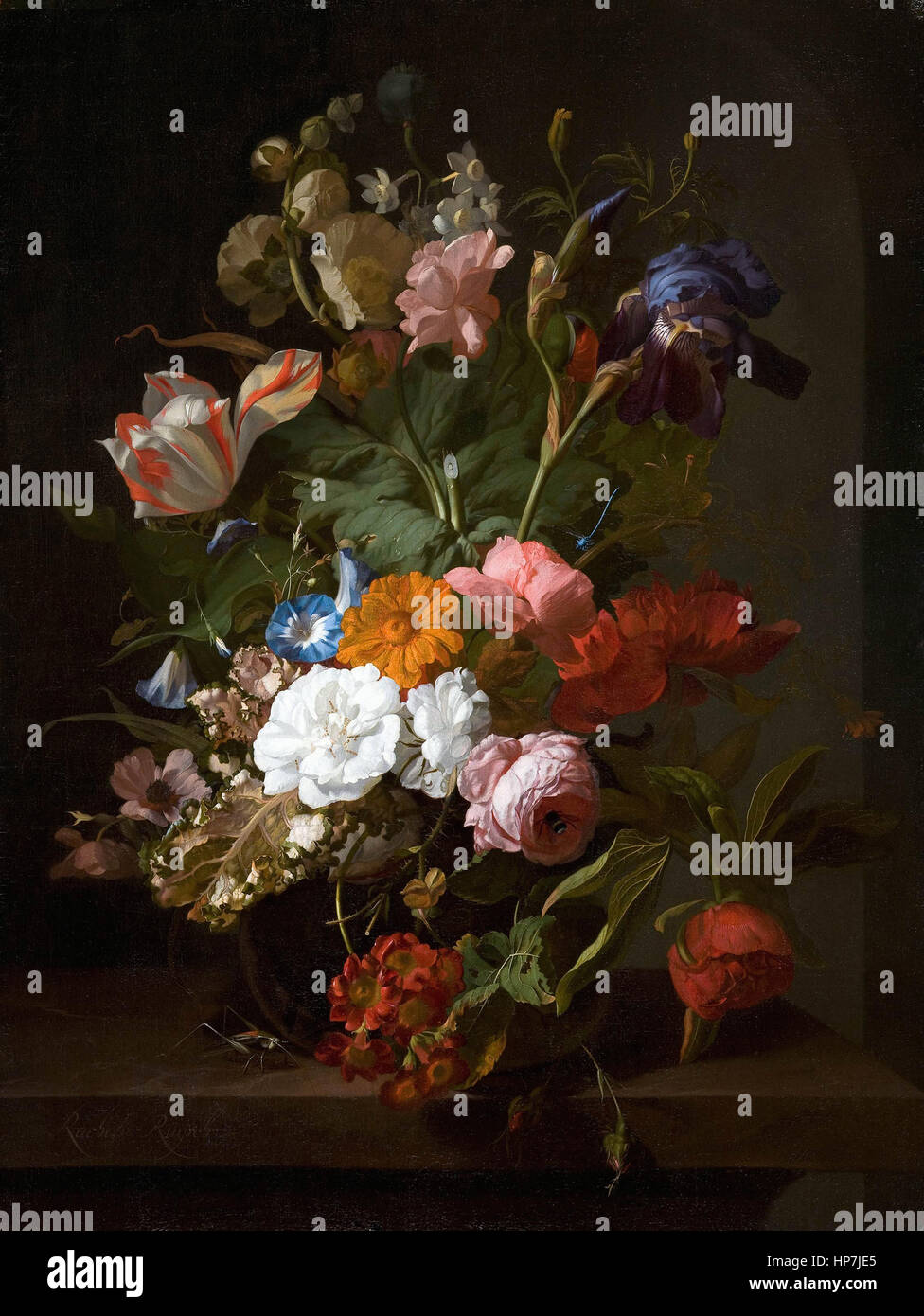 Rachel Ruysch - Vase with Flowers - 1700 -    - Mauritshuis Museum The Hague Stock Photo