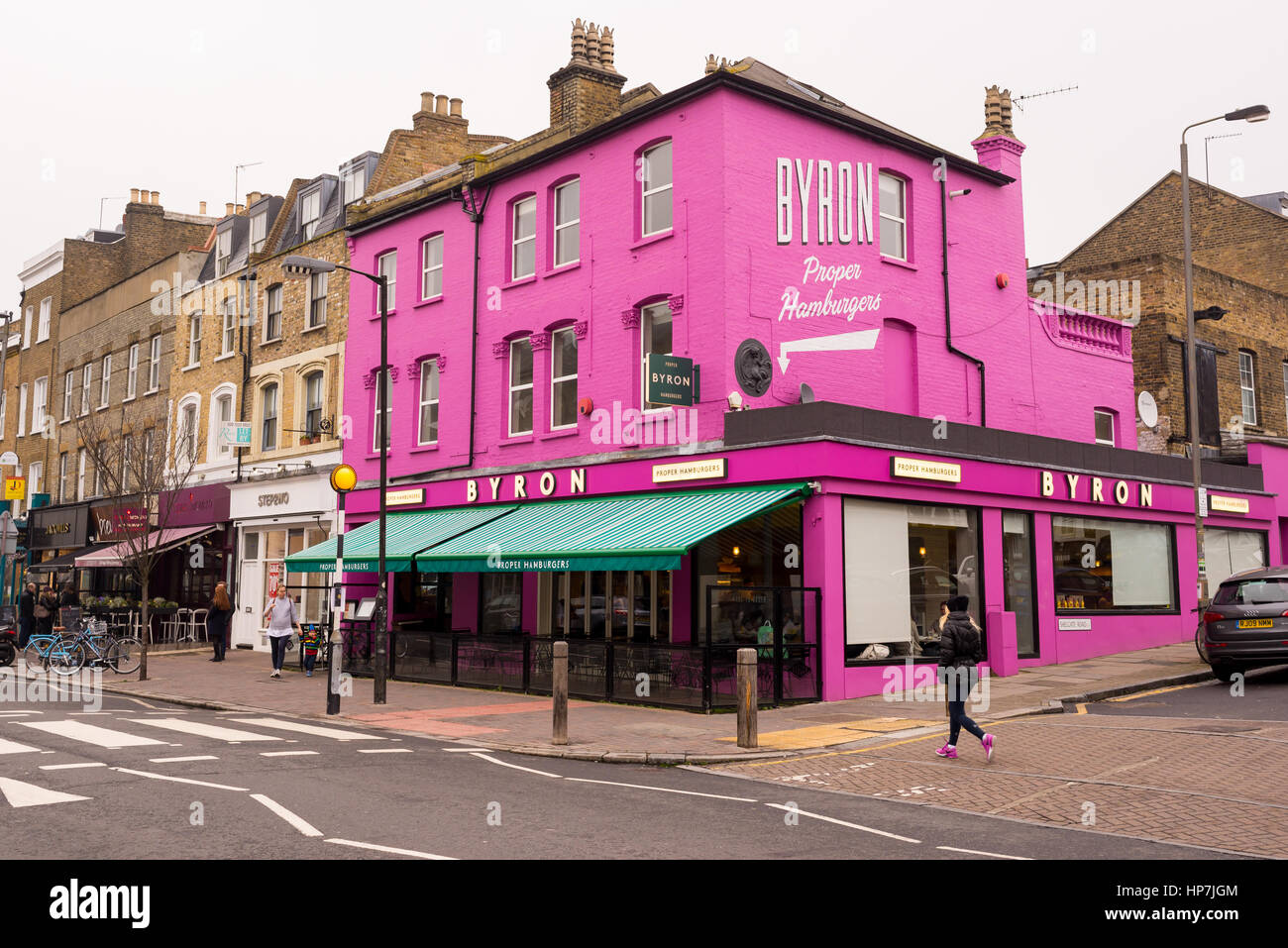 Clapham, London, UK - 12 February 2017. Byron branch in Northcote Road, Battersea, Clapham Junction. Byron Hamburgers Limited, trading as Byron, is a  Stock Photo