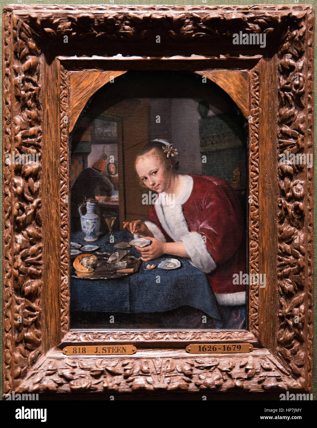 Jan Steen Girl eating Oysters 1658 - Mauritshuis Museum The Hague Stock Photo