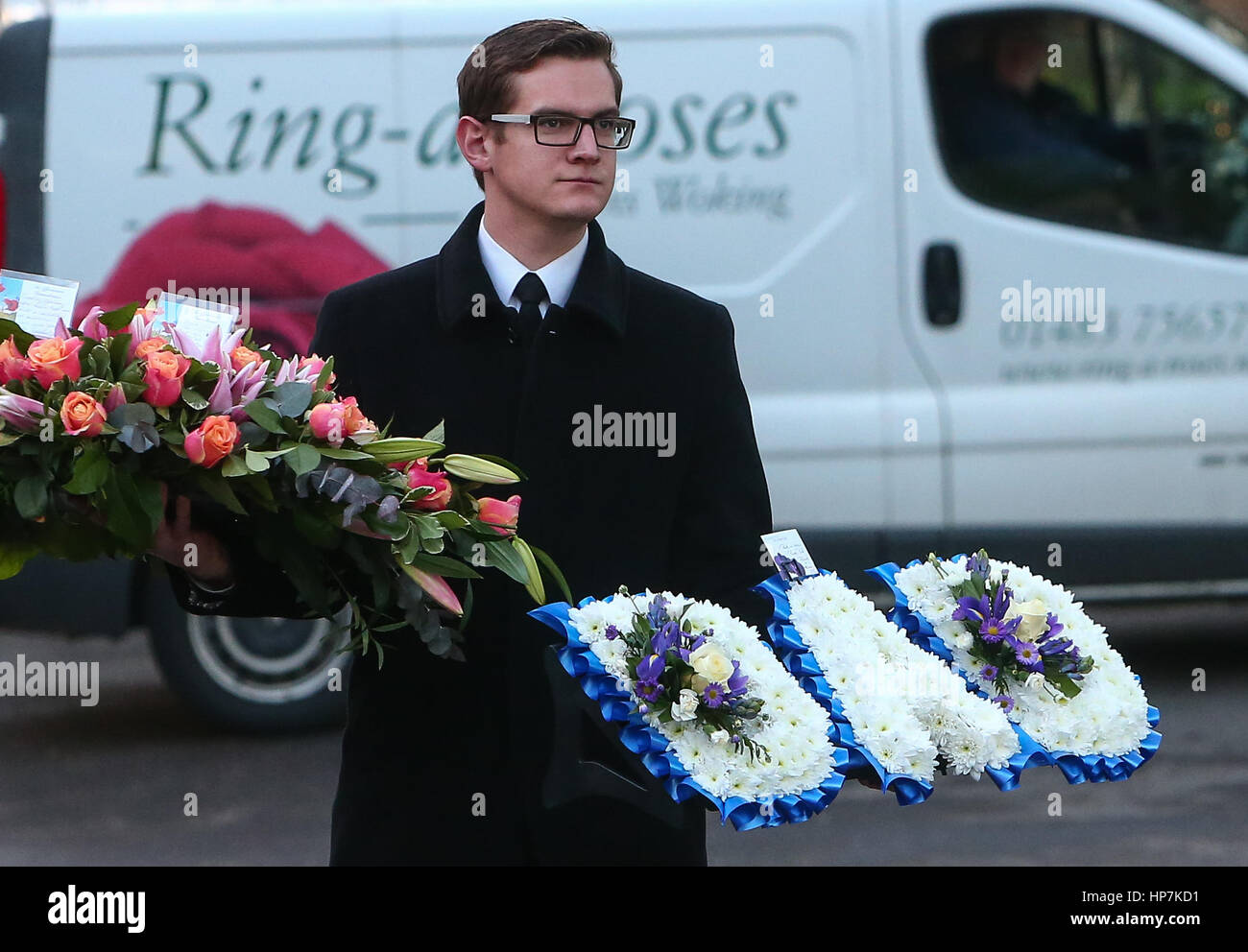 The funeral of Status Quo guitarist Rick Parfitt at Woking Crematorium