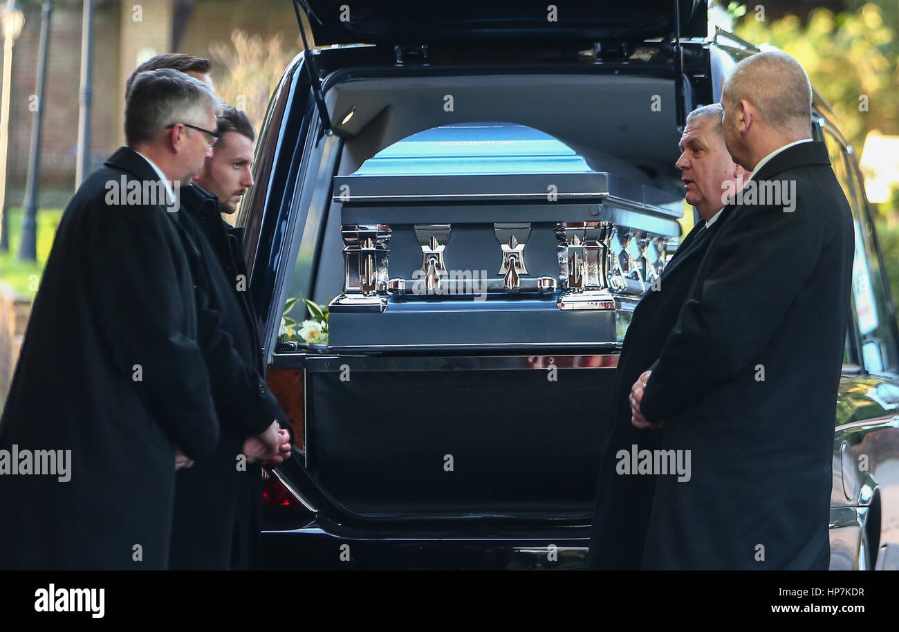 The funeral of Status Quo guitarist Rick Parfitt at Woking Crematorium