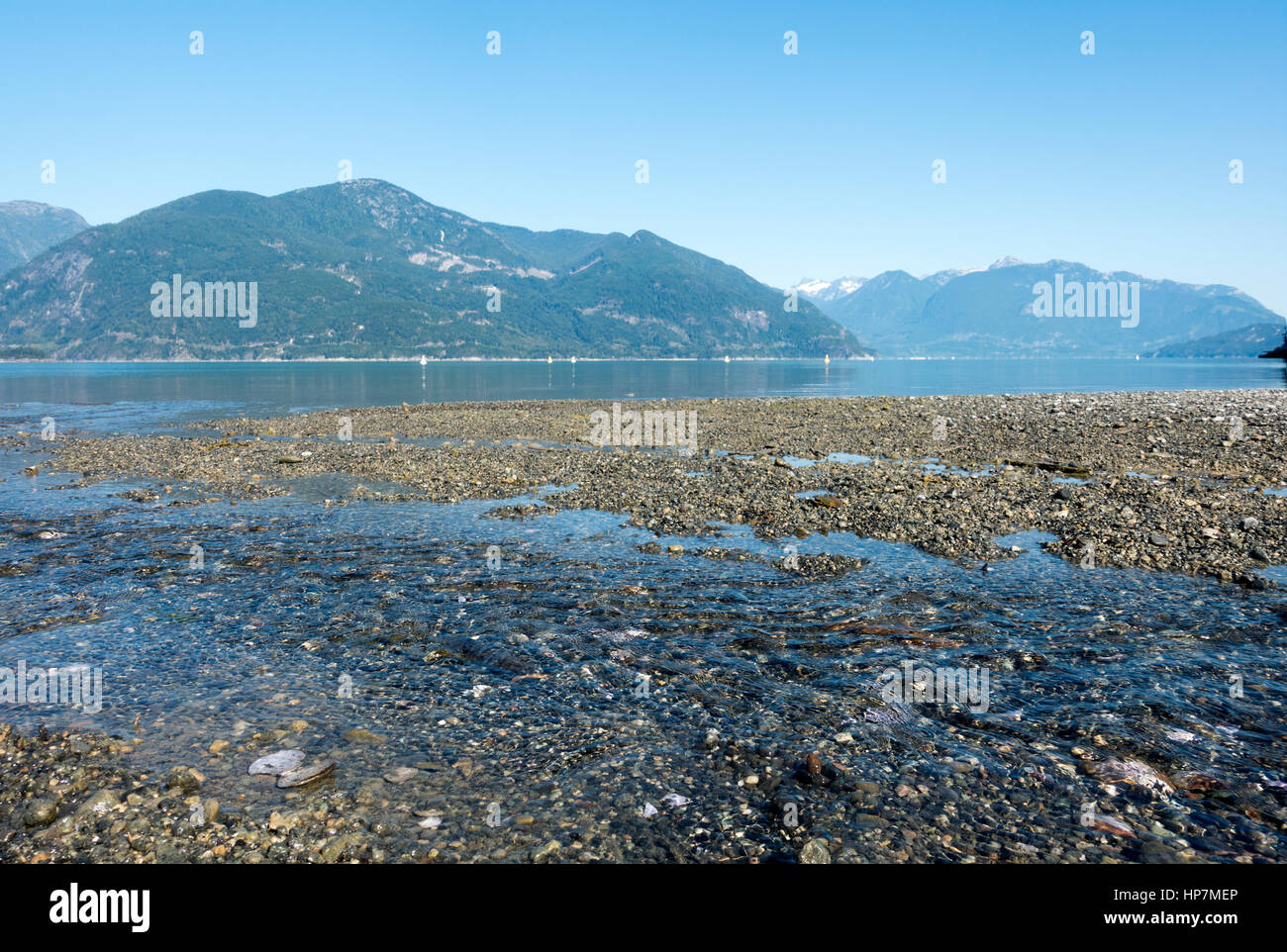 Tide is out at Porteau Cove Provincial Park, Squamish, British Columbia, Canada Stock Photo