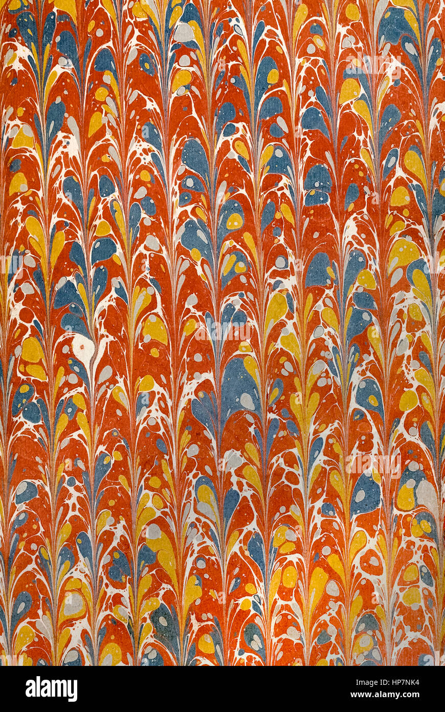 Hand marbled pastedown or endpaper from early 19th century book binding