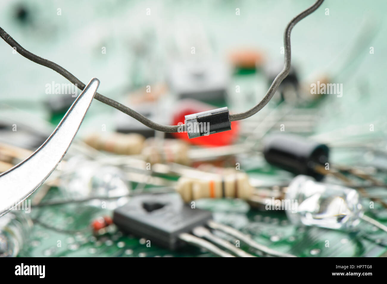 Diode against from heap of electronic parts Stock Photo