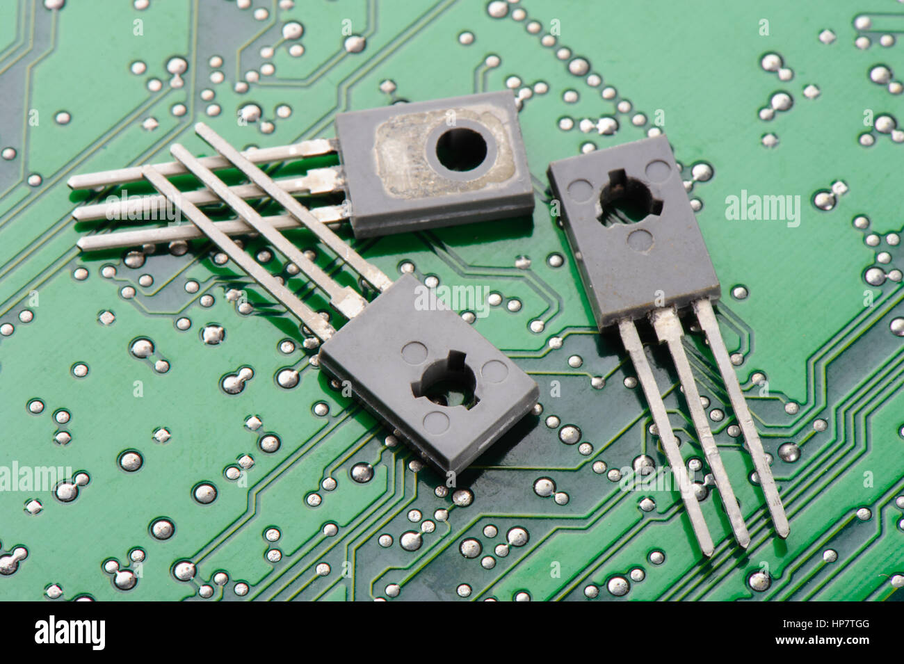 Closeup detail of transistors on circuit board Stock Photo Alamy