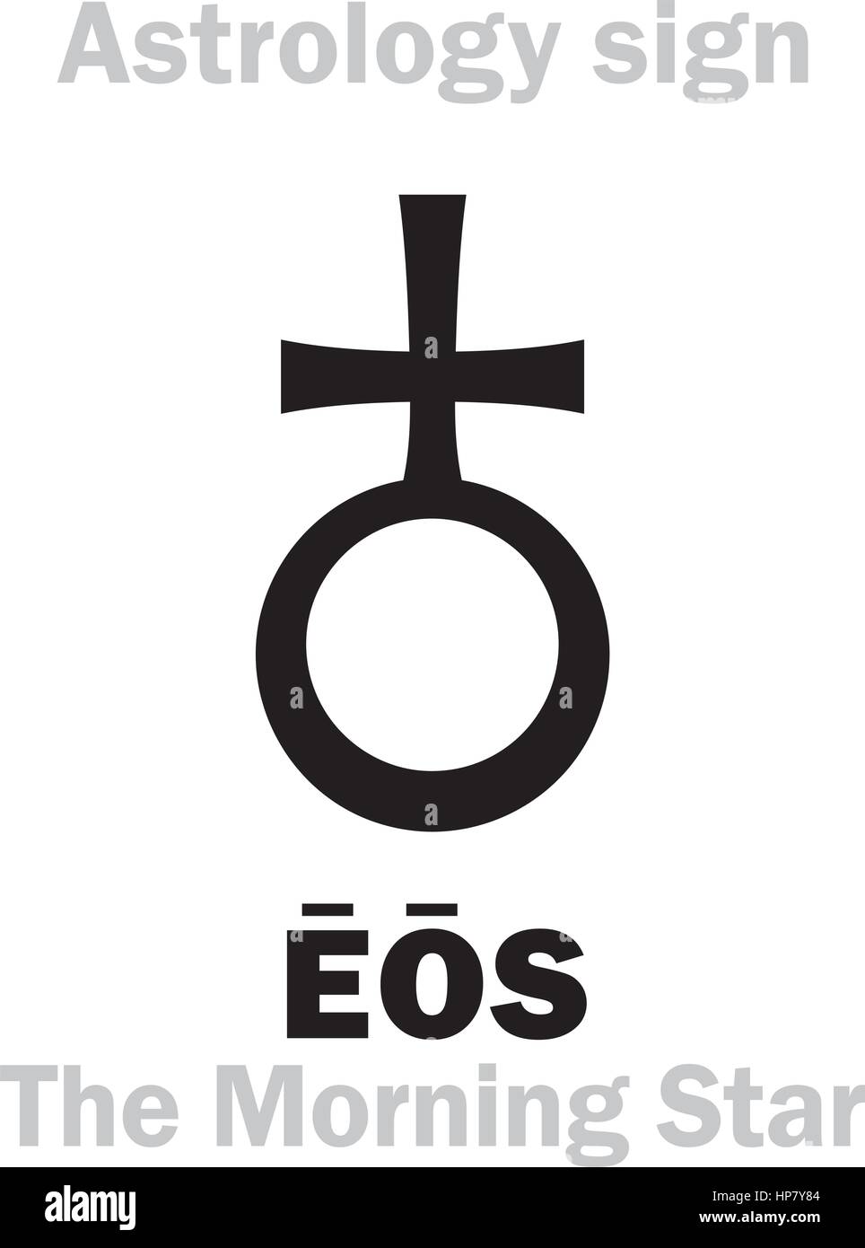 Astrology Alphabet: EOS (Aurora), The Morning Star. Hieroglyphics character sign (single symbol). Stock Vector