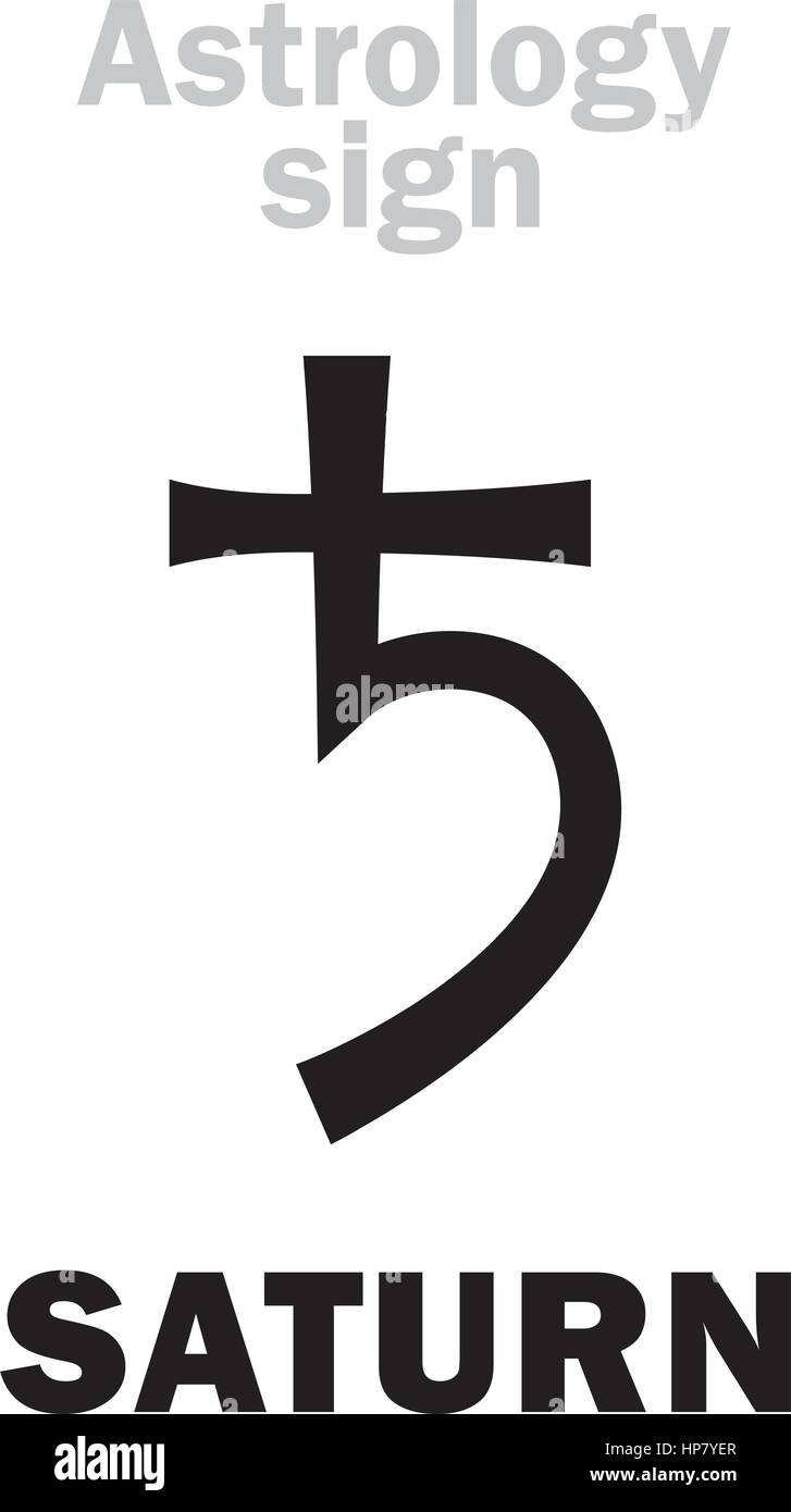 Astrology Alphabet: SATURN (Chronos), classic major social planet. Hieroglyphics character sign (single symbol). Stock Vector