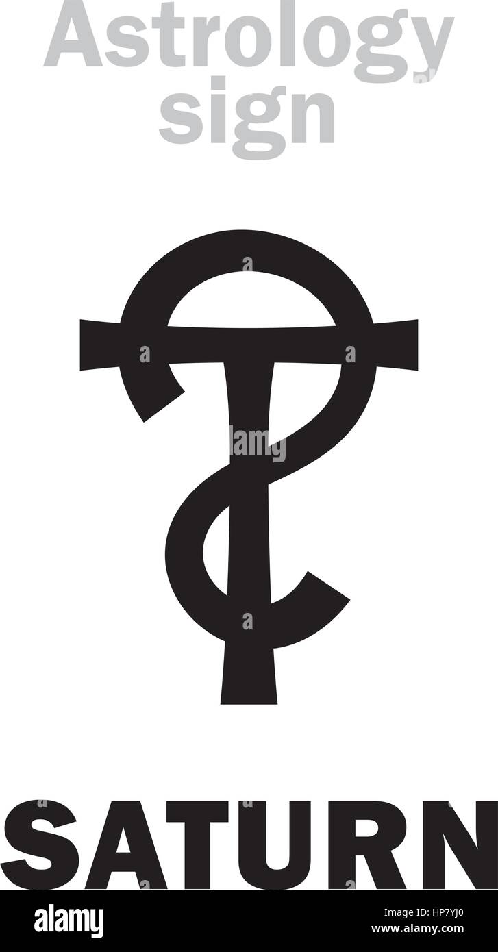 Astrology Alphabet: SATURN, classic major social planet. Hieroglyphics character sign (single symbol). Stock Vector