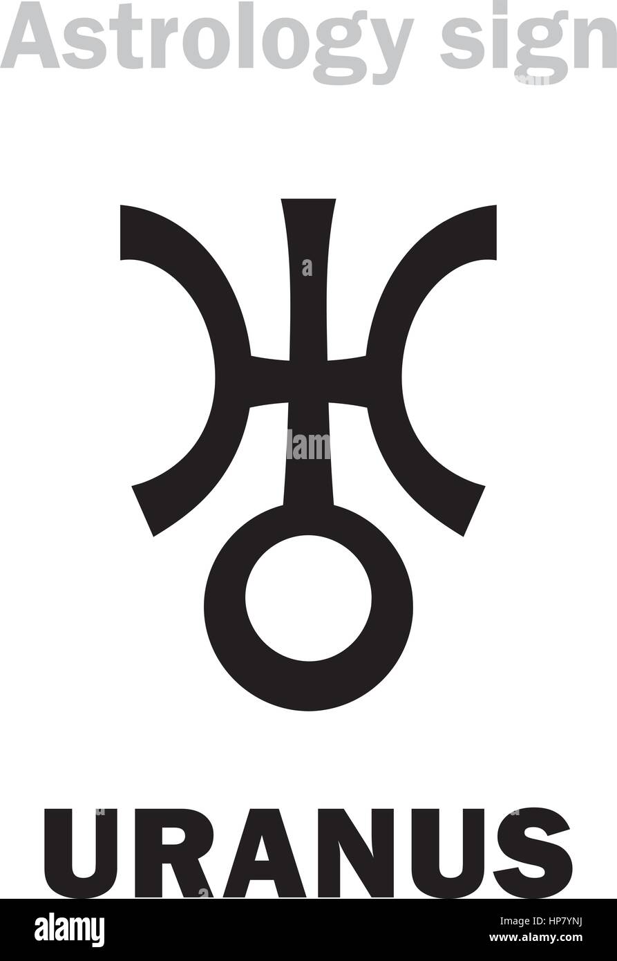 Astrology Alphabet: URANUS, Transsaturn higher global planet. Hieroglyphics character sign (single symbol). Stock Vector