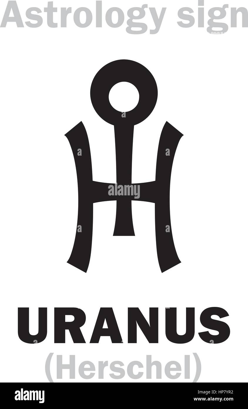 Astrology Alphabet: URANUS (Herschel), higher global planet. Hieroglyphics character sign (single symbol). Stock Vector