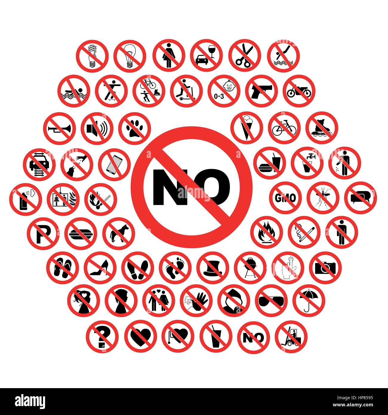 forbidden sign - prohibition signs - vector set Stock Vector