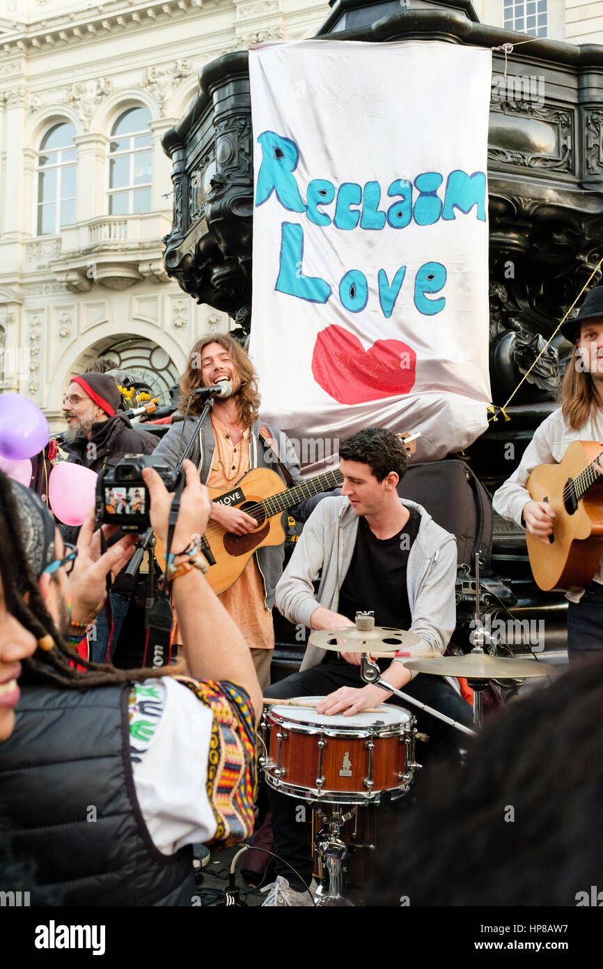 Reclaim Love 2017 pavement party, Piccadilly Circus, London. Stock Photo
