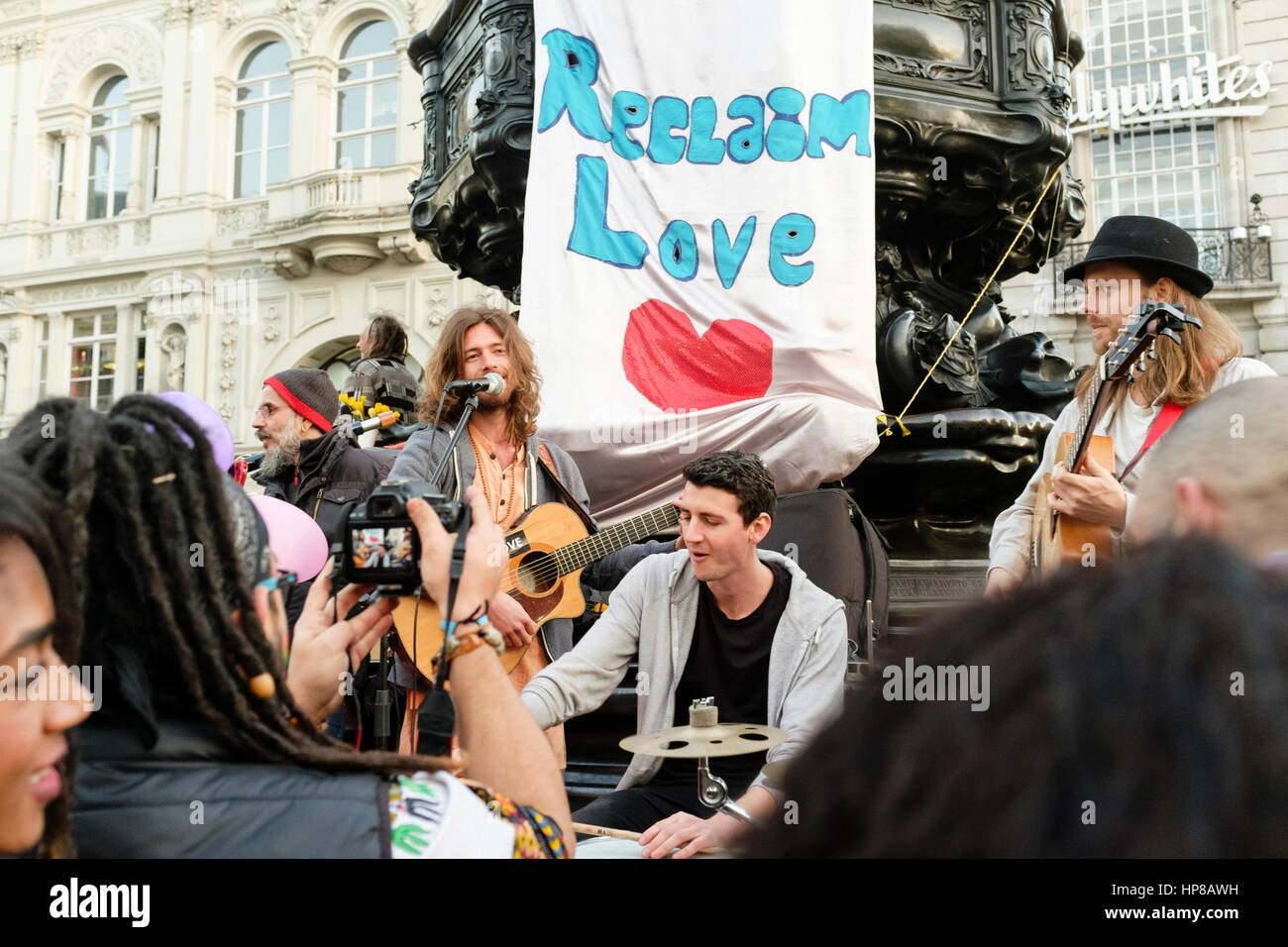 Reclaim Love 2017 pavement party, Piccadilly Circus, London. Stock Photo