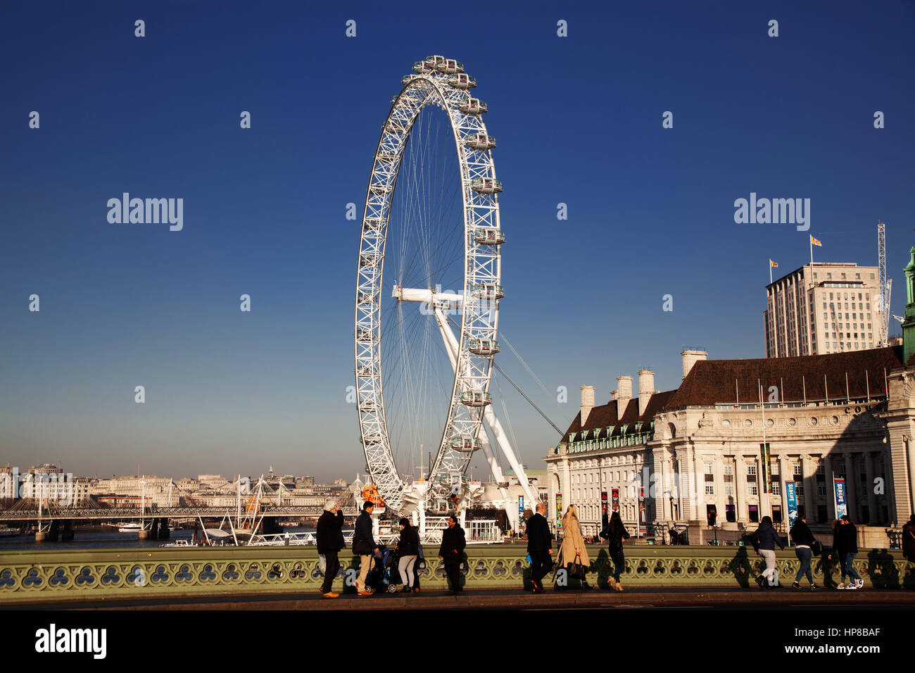 LONDON, UK - JANUARY 26, 2017: The EDF Energy London Eye next to the river Thames, UK Stock Photo