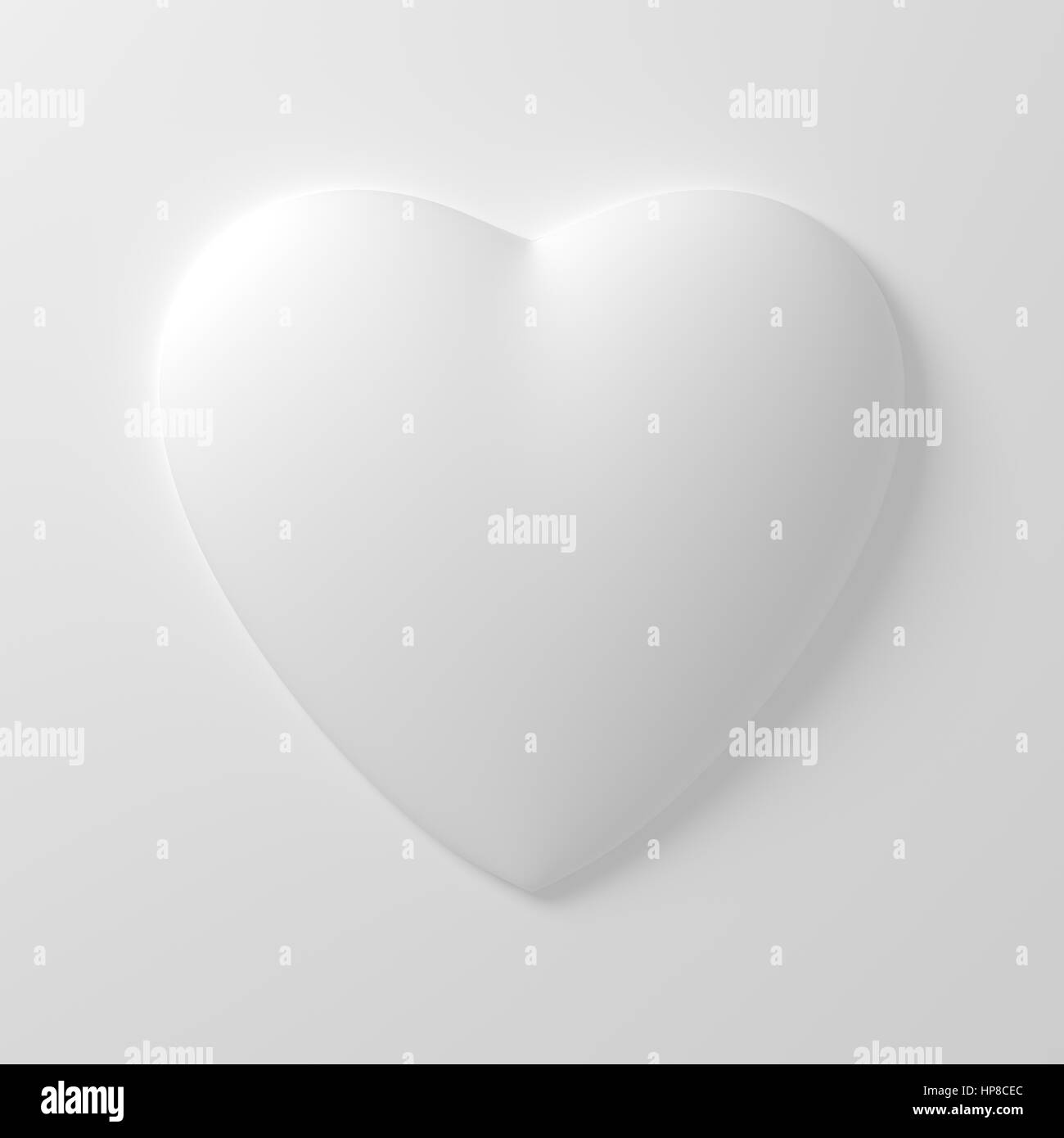 White Heart Shape On White Background. 3D Illustration. Stock Photo