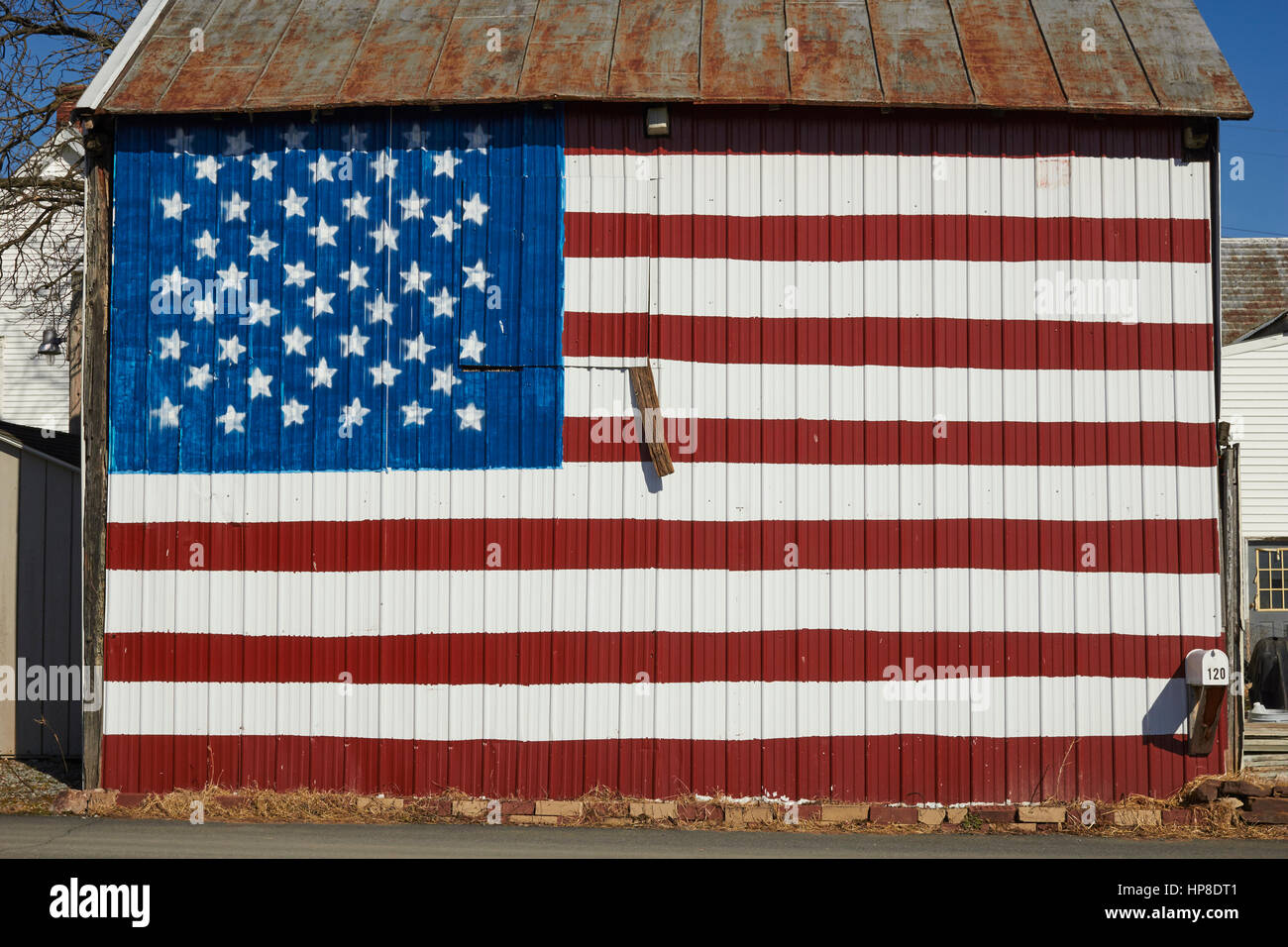 American Flag mural on a Perry County Pennsylvania shed, USA Stock Photo