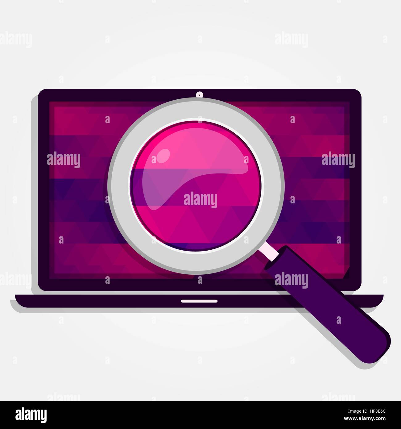 Magnifying glass enlarge the colorful screen of a laptop Stock Vector Image & Art Alamy