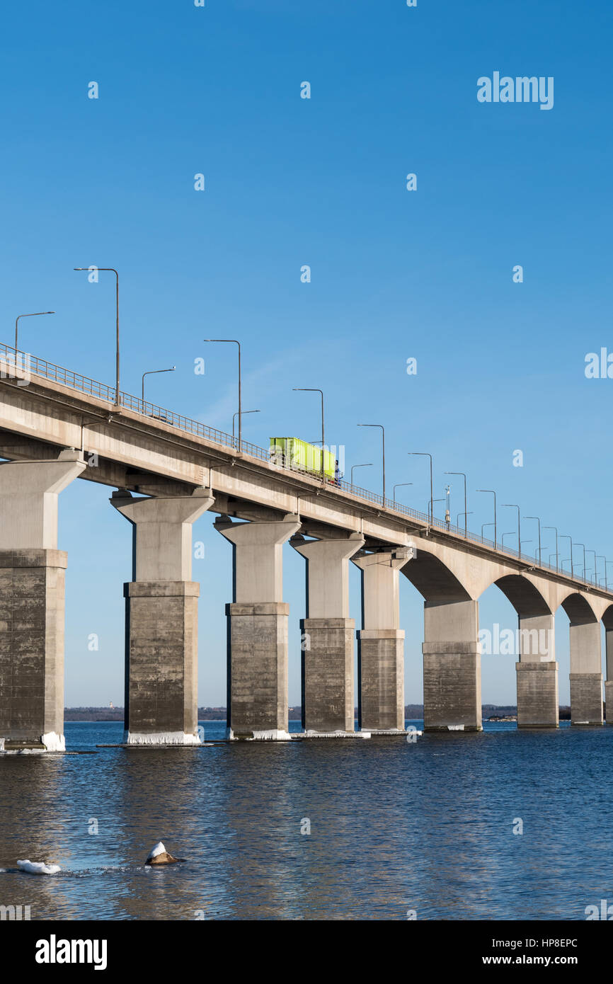 Part of the Oland Bridge in Sweden. The bridge is connecting the island Oland with mainland Sweden Stock Photo