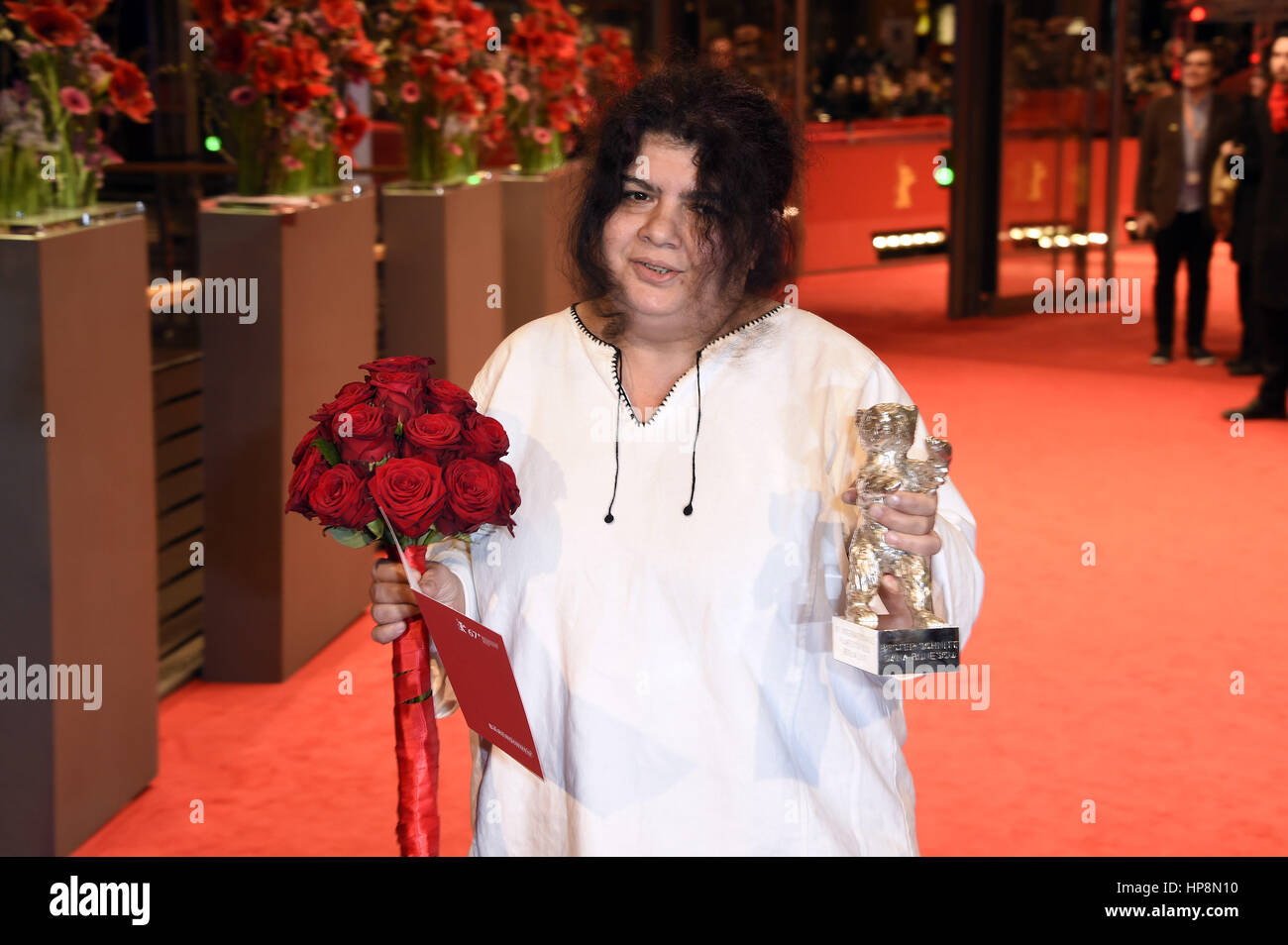 Berlin, Germany. 18th Feb, 2017. Dana Bunescu, winner of the Silver Bear for an Outstanding Artistic Contribution, during the award ceremony at the 67th Berlin International Film Festival/Berlinale 2017 at Berlinale Palast on February 18, 2017 in Berlin, Germany. | usage worldwide Credit: dpa/Alamy Live News Stock Photo