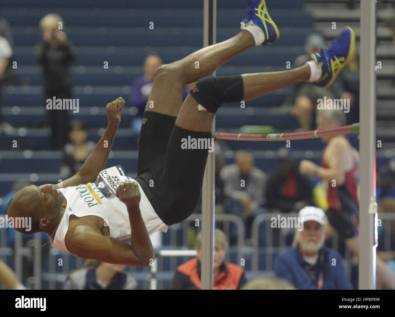 Usa. 19th Feb, 2017. 2 inches to win the men's 5059 high jump at the