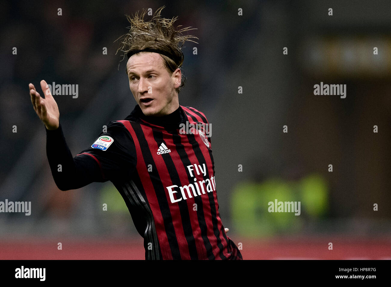 Milan, Italy. 2017, 20 February: Ignazio Abate of AC Milan gestures during the Serie A football match between AC Milan and ACF Fiorentina. Credit: Nicolò Campo/Alamy Live News Stock Photo