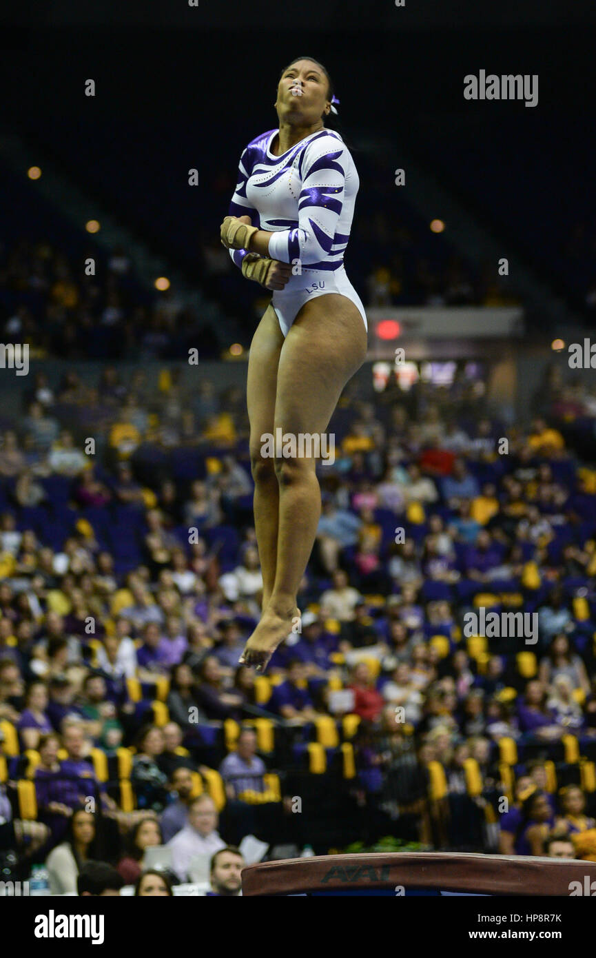 Baton Rouge, Louisiana, USA. 19th Feb, 2017. KENNEDI EDNEY performs on the vault at the Pete Maravich Assembly Center, Baton Rouge, Louisiana. Credit: Amy Sanderson/ZUMA Wire/Alamy Live News Stock Photo