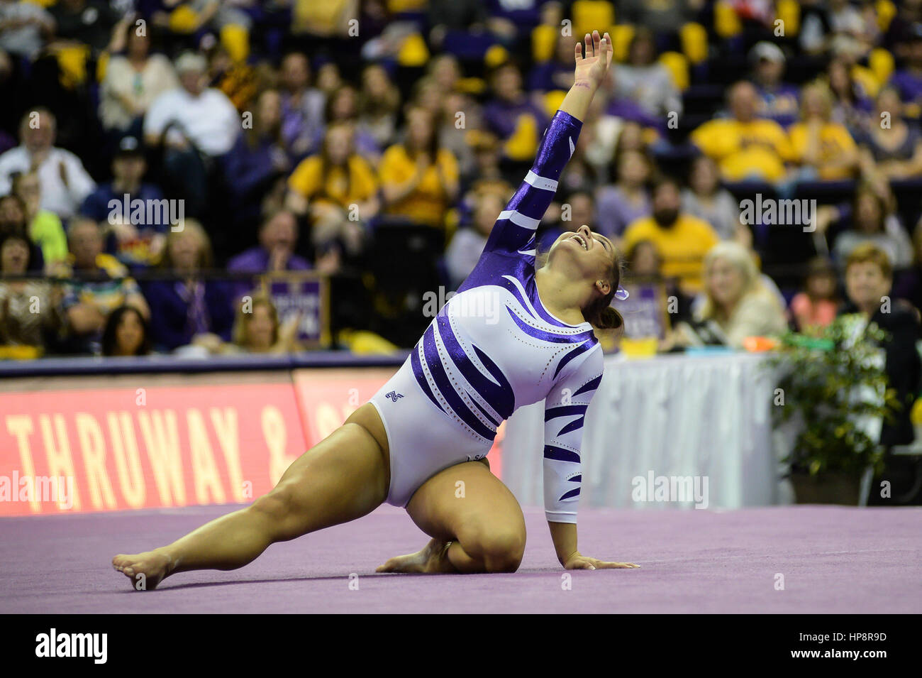Baton Rouge, Louisiana, USA. 19th Feb, 2017. Mary Lou Retton's daughter MCKENNA KELLEY performs on the floor exercise at the Pete Maravich Assembly Center, Baton Rouge, Louisiana. Credit: Amy Sanderson/ZUMA Wire/Alamy Live News Stock Photo